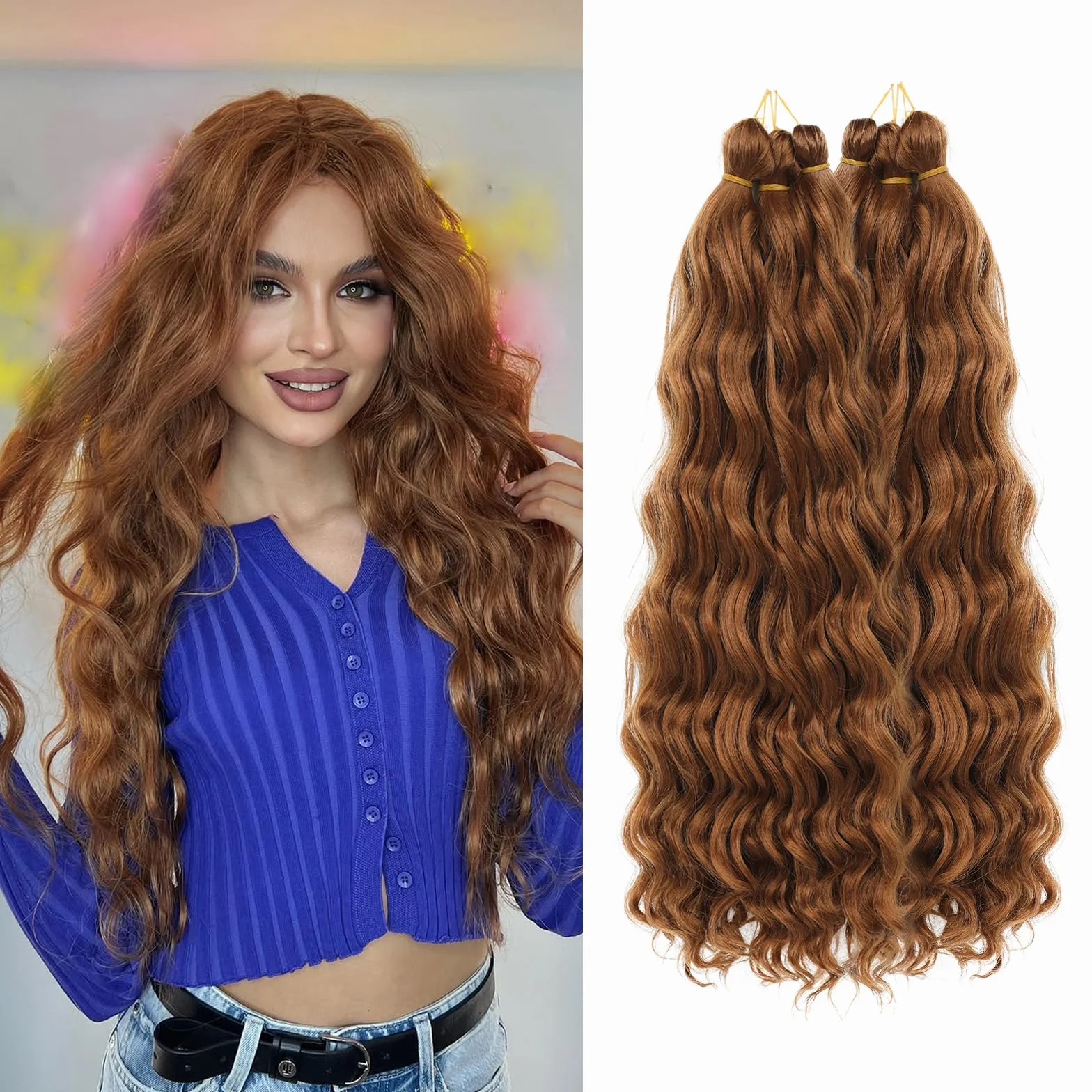 MLETULIPS Extensiones de pelo trenzado rizado, trenzas de crochet de onda profunda