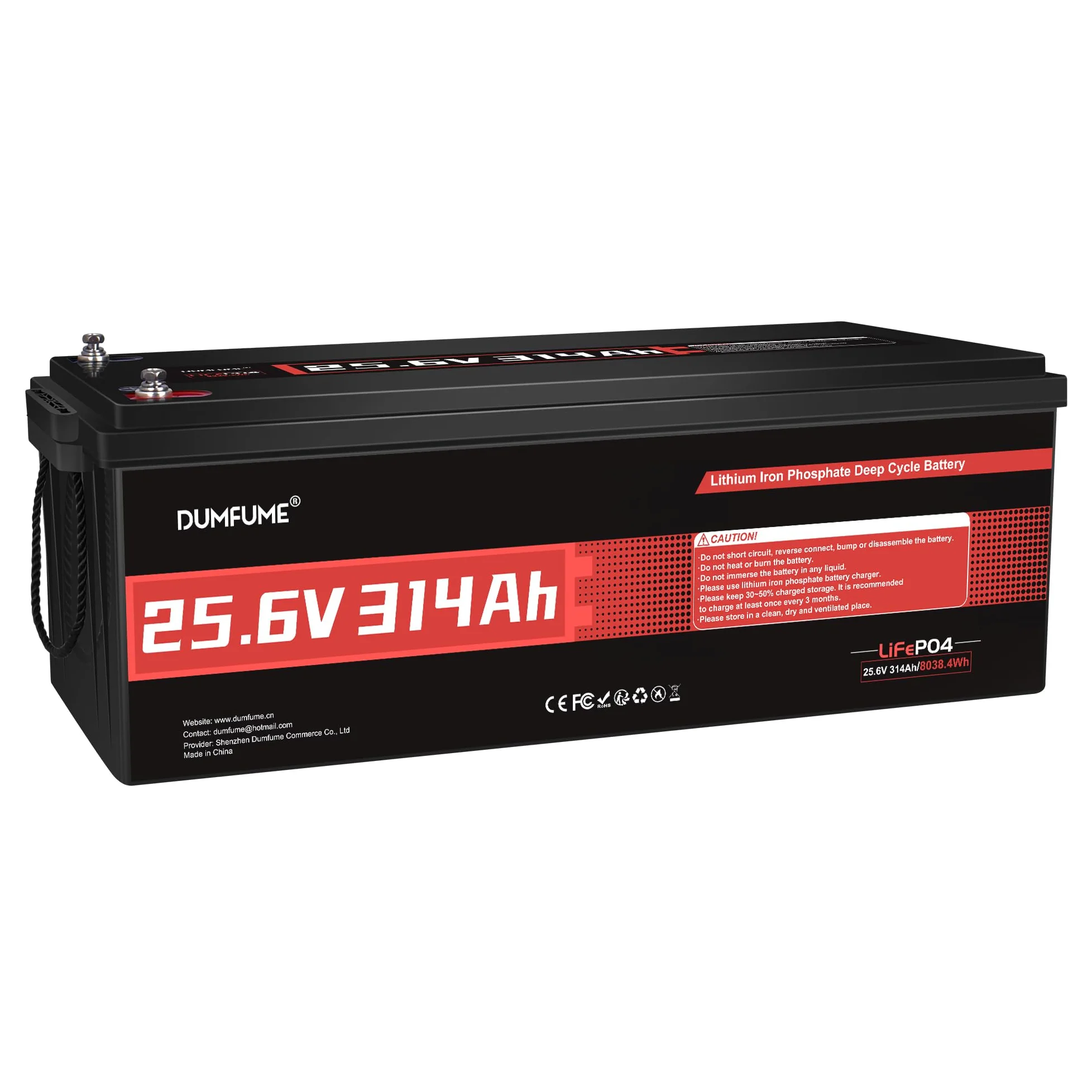 Batería Litio LiFePO4 24V 300Ah (314Ah) con 8 kWh & IP65 | BMS 200A, Energía 15.000 Ciclos, Ideal para Autocaravana, Embarcaciones y Almacenamiento Energía Doméstica