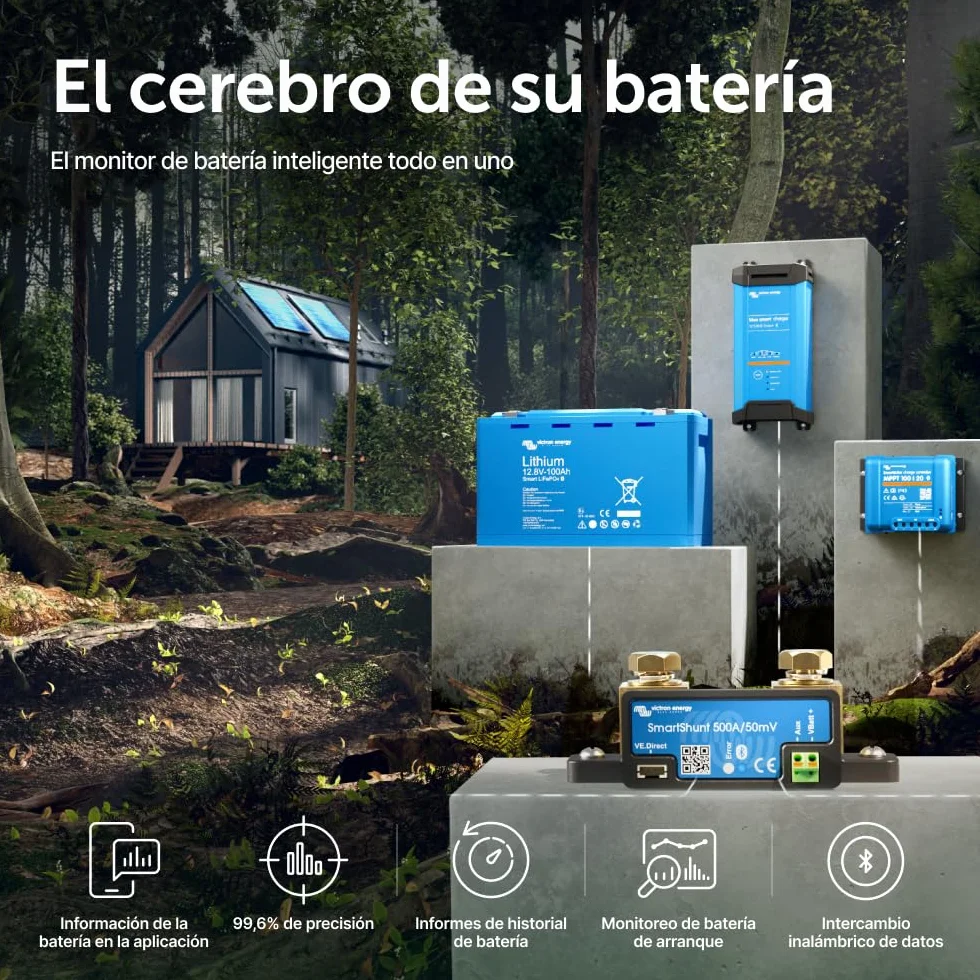 Victron Energy SmartShunt Monitor de Batería de 500 amperios (Bluetooth)