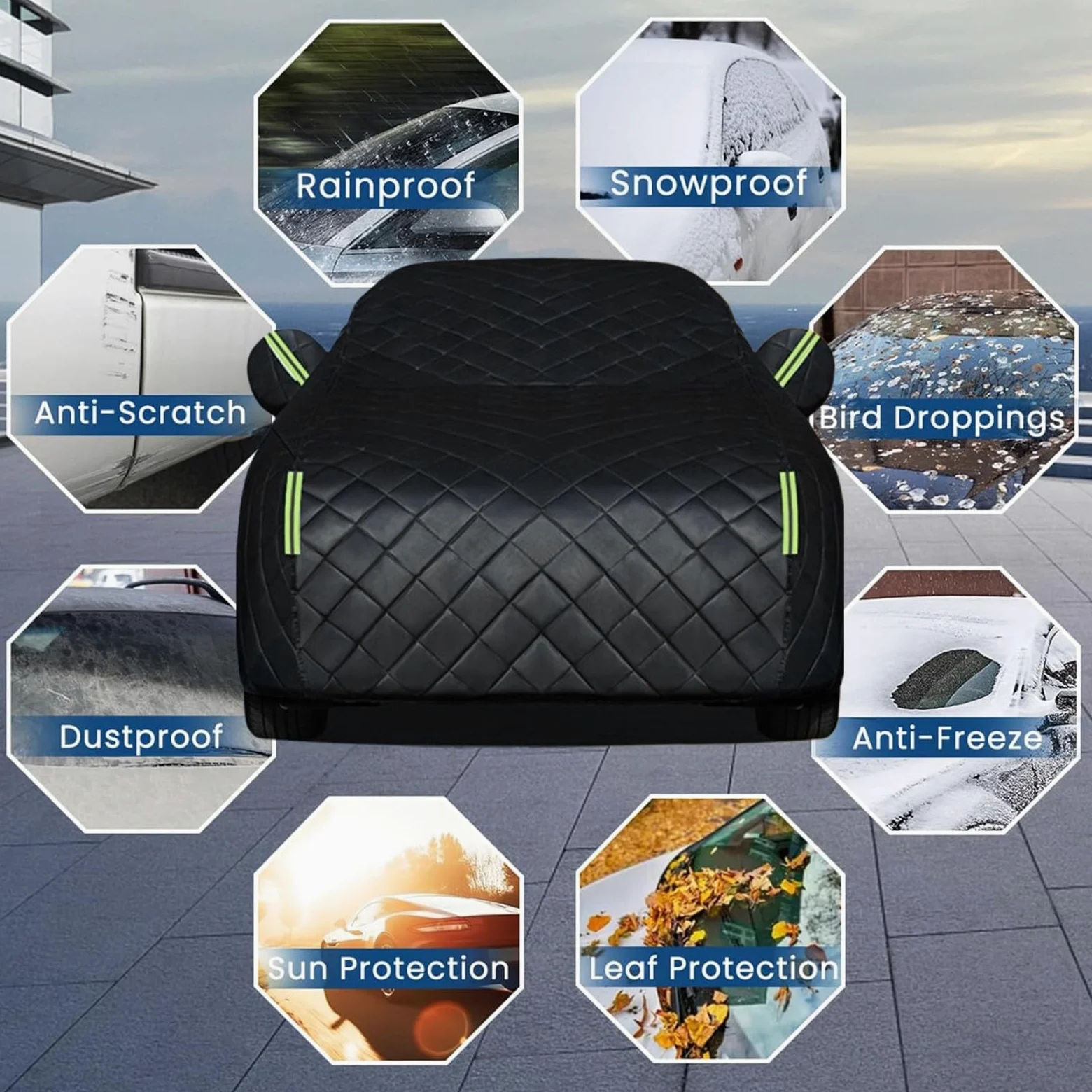 Funda Coche Antigranizo para C5 Aircross,Funda Coche Exterior Todo Tipo Clima Protección Coches Espesado Al Granizo A Las heladas A los arañazos y a los Rayos UV