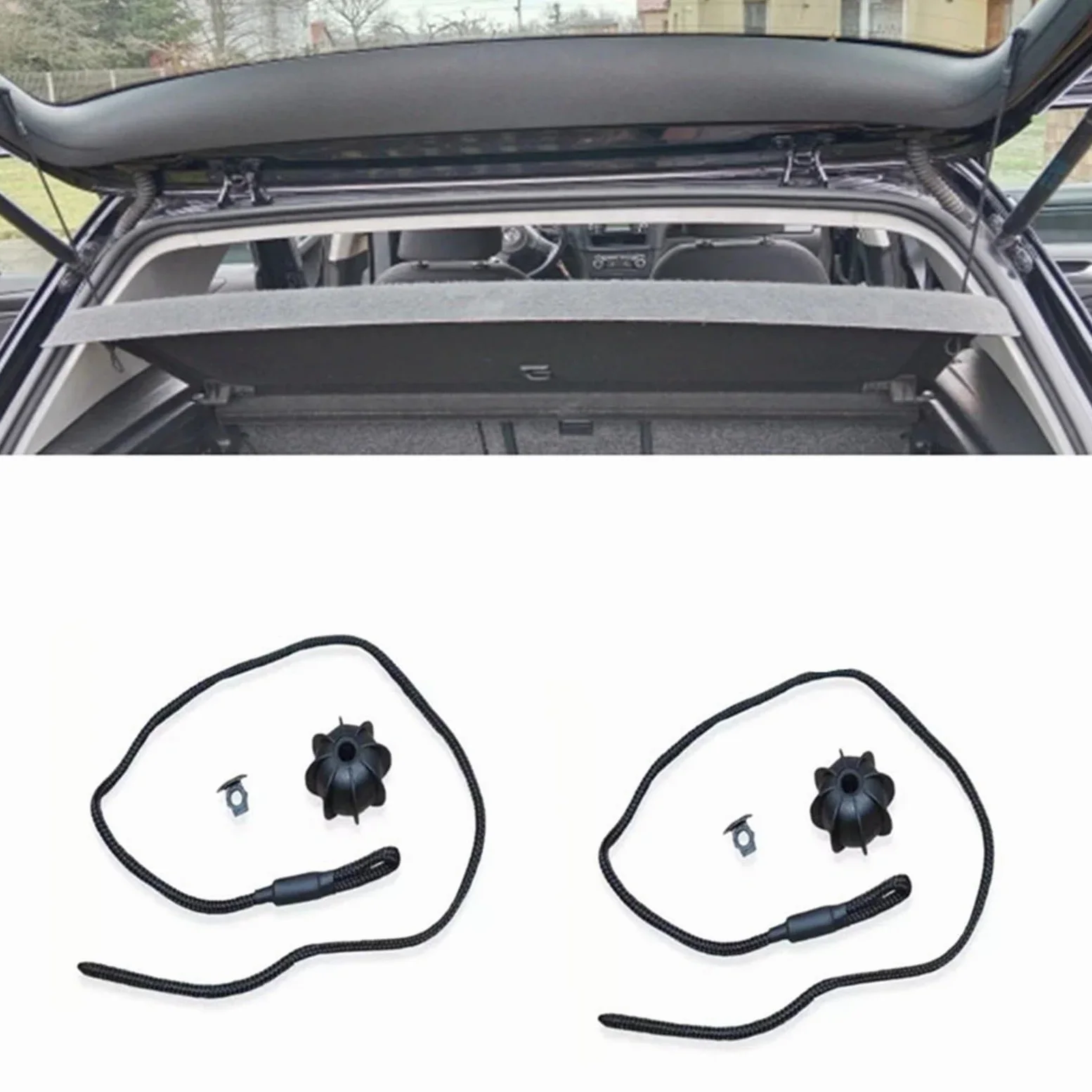 Trasera Maletero Cuerda Compatible con VW para Golf MK6 MK5 2006-2013 Correa De Sujeción para La Tapa del Maletero del Coche, 1K6863447A 1K6863447A9B9
