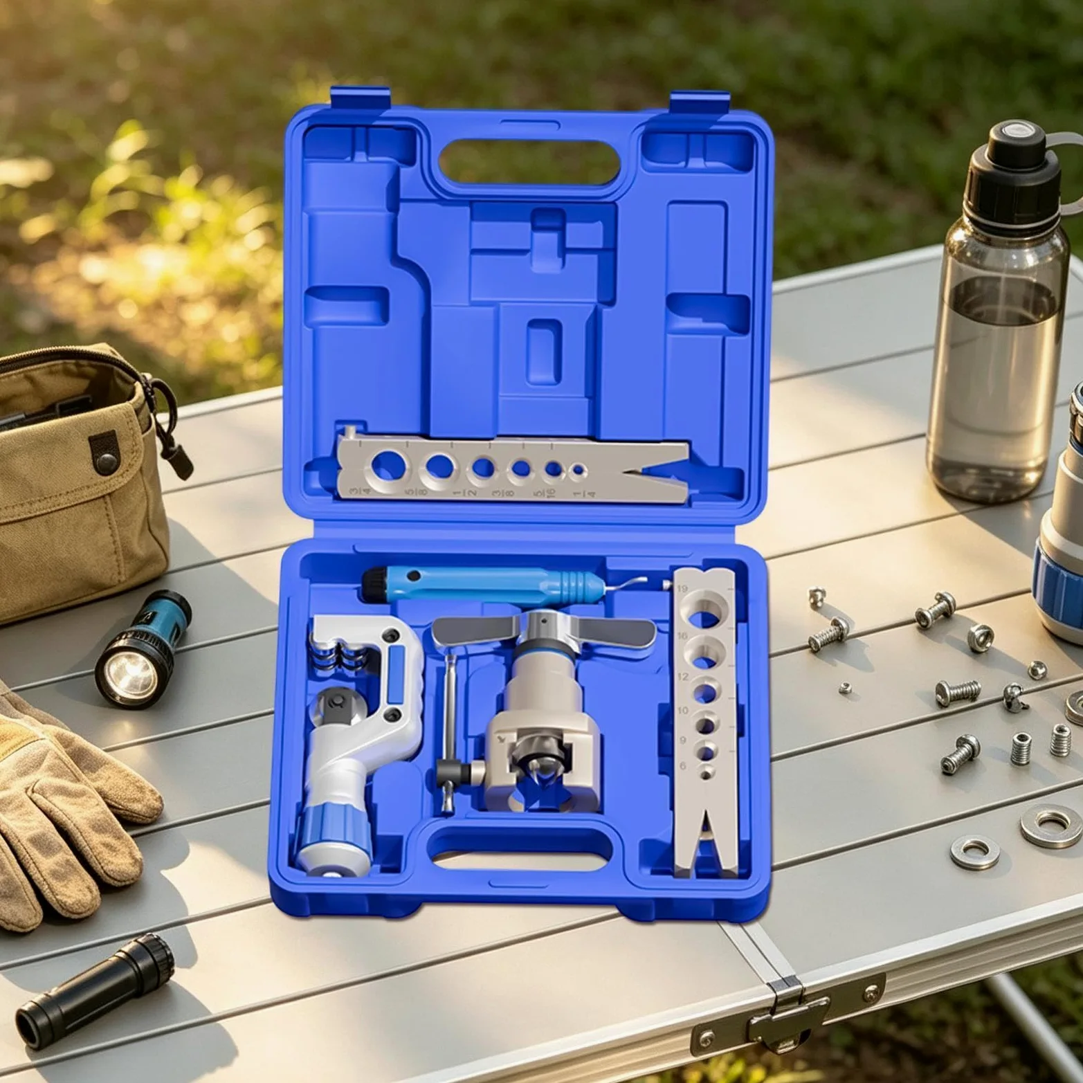 Genérico Kit Abocardador Frenos Set De Reparación De Tubos Automóvil | Herramienta Abocinadora Para Frenos Automóvil Coche Para Garaje Taller Industria Hogar Exterior Automóvil Camión