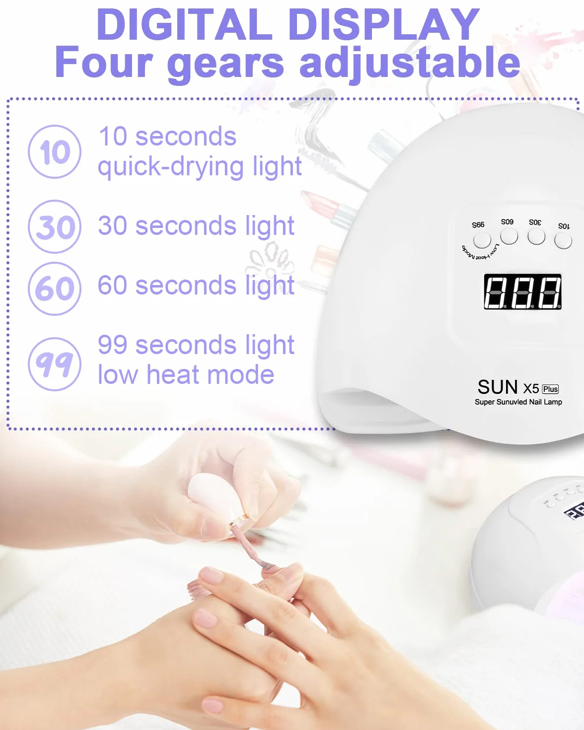Lampara LED Uñas 168W Secador de Uñas UV Profesional con Sensor Automatico 4 Temporizadores