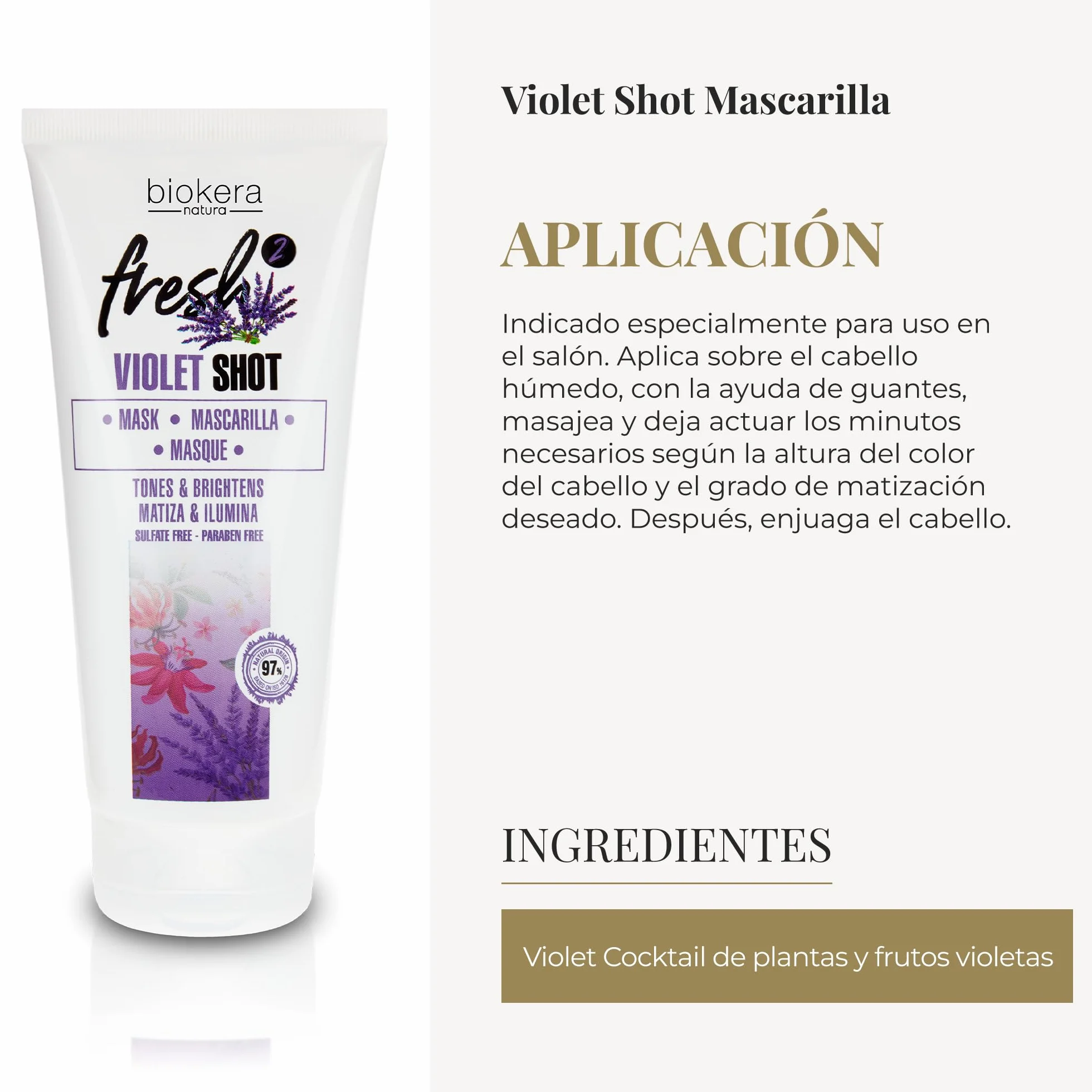 Biokera Fresh Violet Shot Mascarilla Matizadora 200 ml para Cabellos Rubios