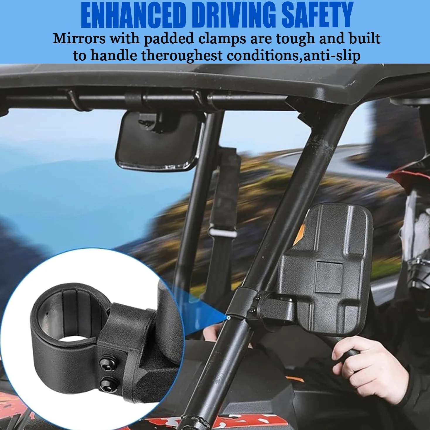 Espejo retrovisor UTV for Can-Am Defender 800 2019-2025, espejo ajustable plegable, espejos laterales, se adapta a jaula antivuelco de 1,75 a 2 pulgadas