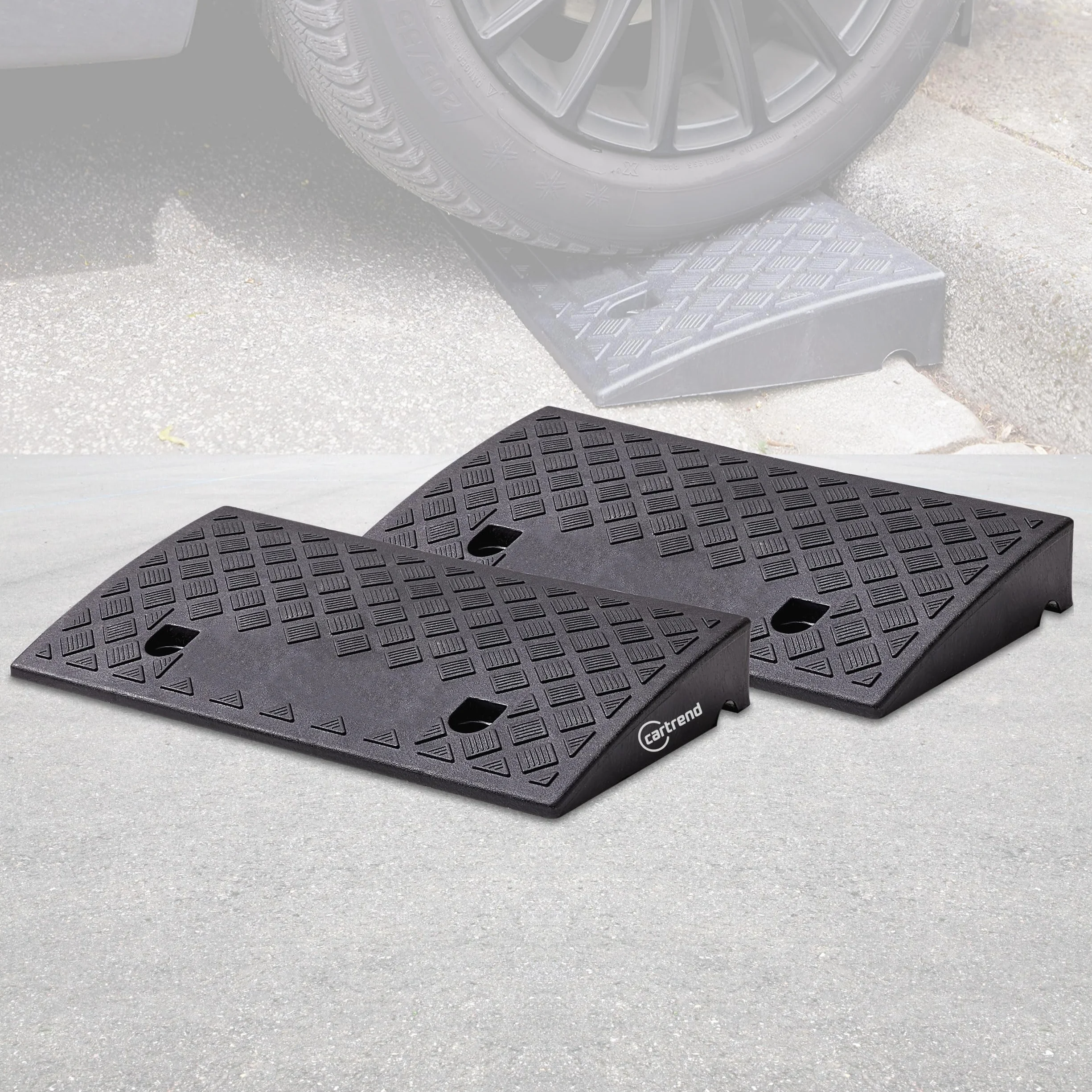 cartrend Juego de 2 rampas portátiles para Silla de Ruedas para Coche, Moto, Silla de Ruedas, Andador, Color Negro