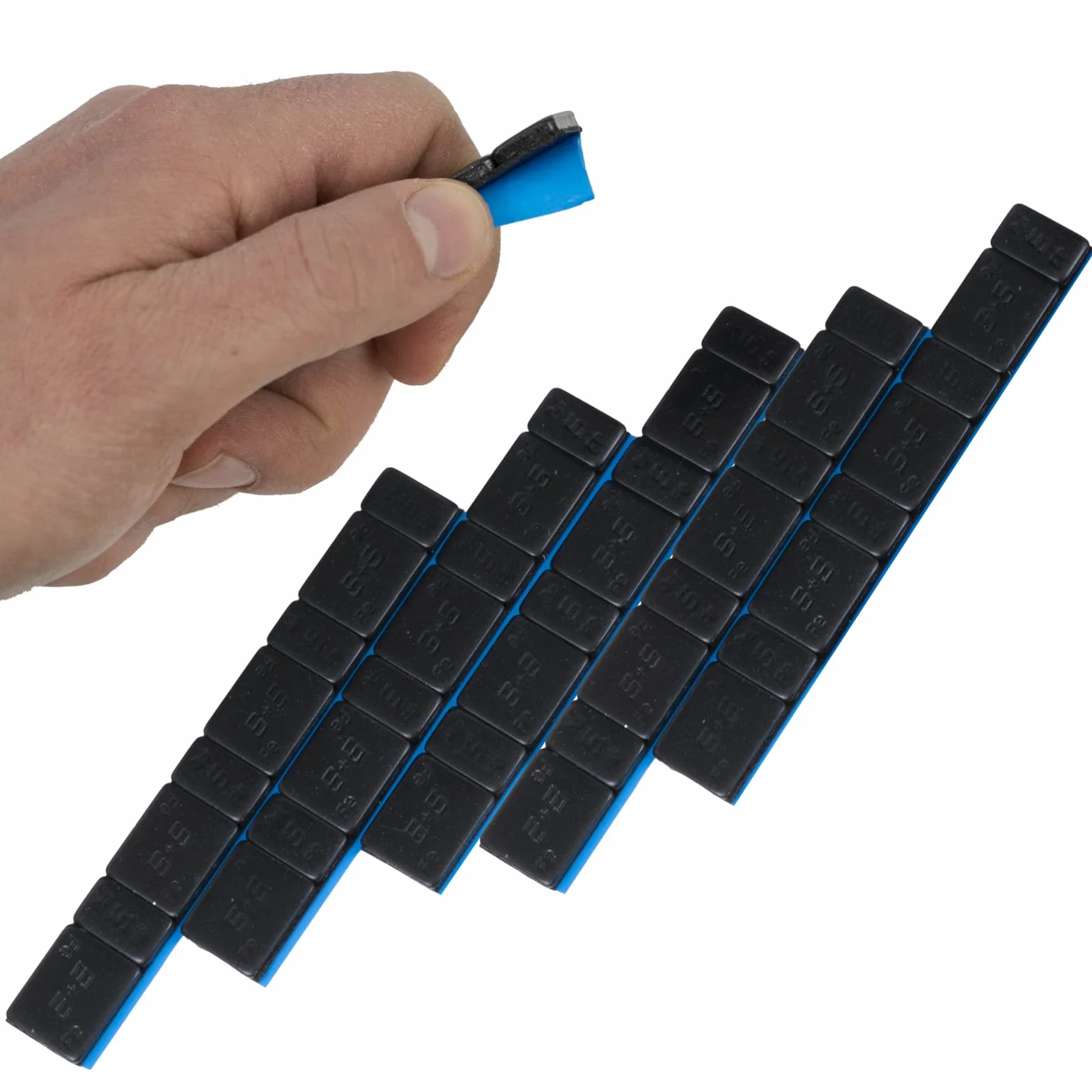 HASKYY 100x Pesos de Equilibrio 6KG Negras para Ruedas 4x5g + 4x10g Barras Adhesivas Tira de Acero on Revestimiento de plástico 60g