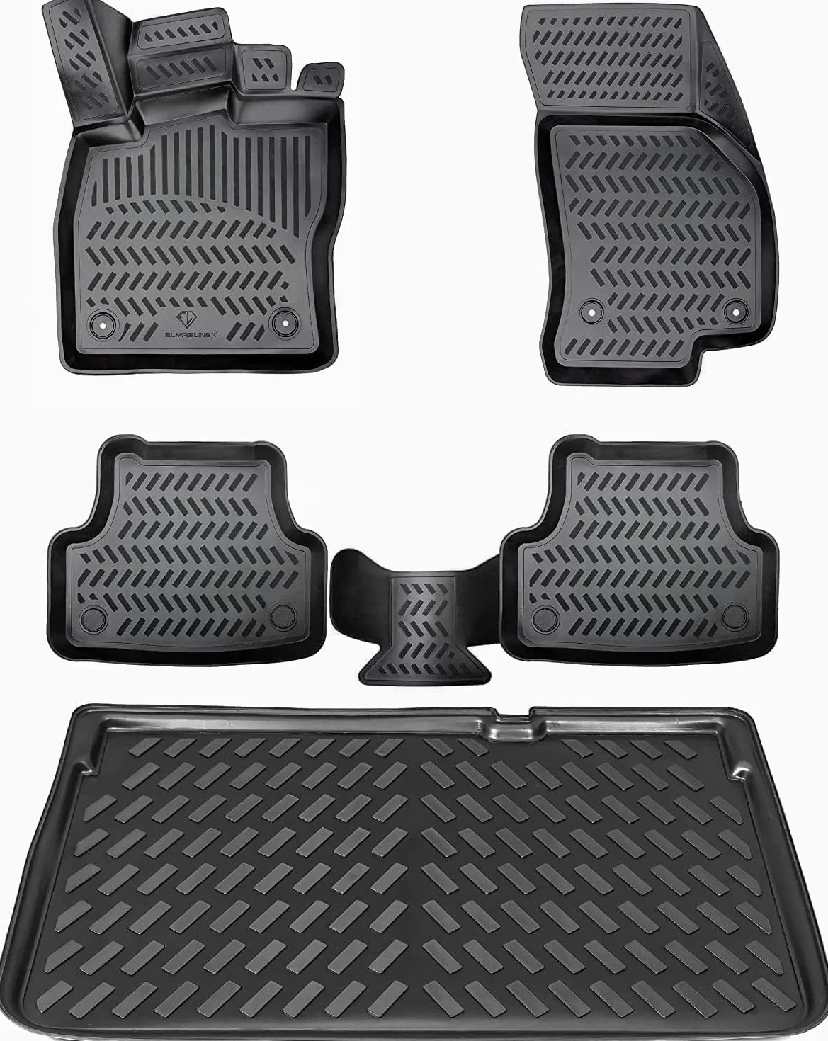 ELMASLINE Alfombrillas de Goma 3D y Bandeja para Maletero para Seat/Cupra ATECA (2017-2026) Superior, Accesorios para Alfombrillas para Maletero
