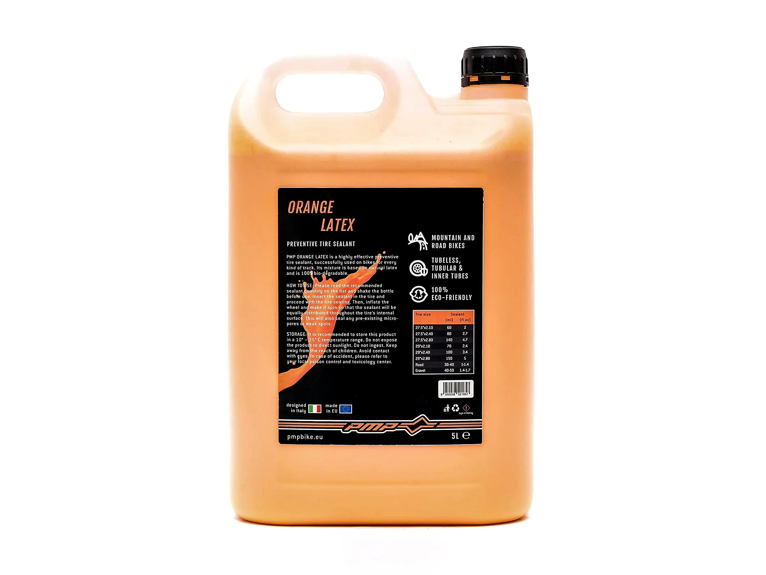 PMP Orange Latex - Líquido Sellante Antipinchazos Tubeless. Ecológico, Concentrado y Inmediatamente Efectivo.