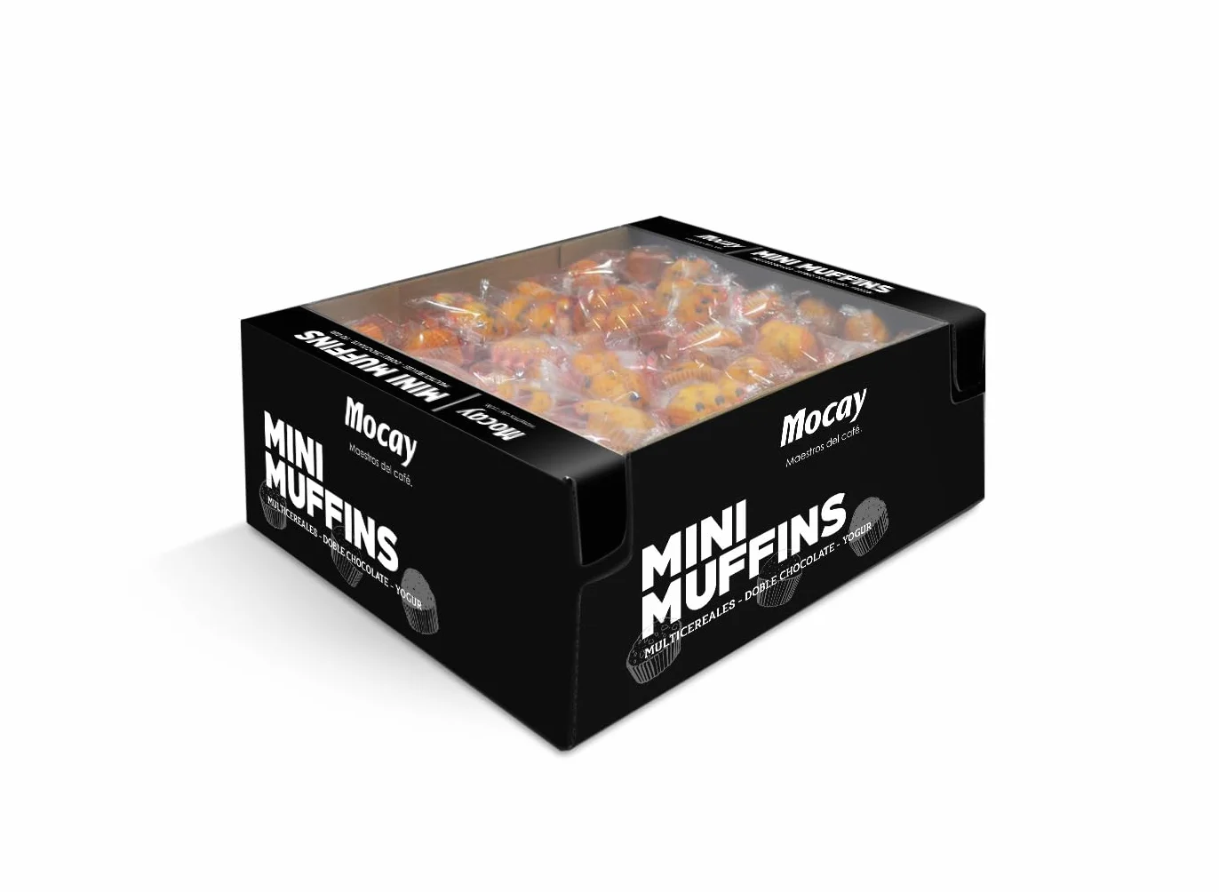 Caja de Mini Muffins Variados Multicereales Doble Chocolate y Yogur