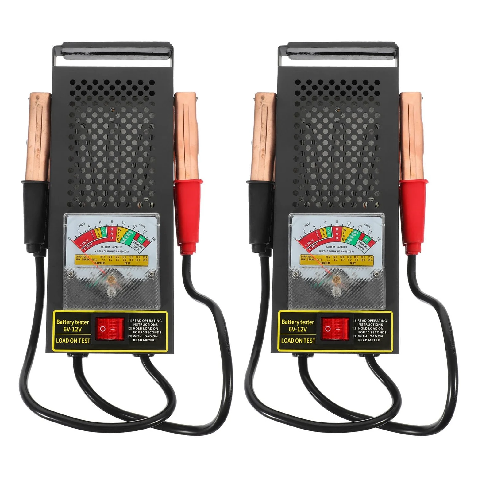 Operitacx 2 comprobadores de baterías para automóviles - Comprobador y diagnóstico portátil de baterías de coche - Analizador de voltaje y dispositivo de prueba para vehículos (coche, camión,
