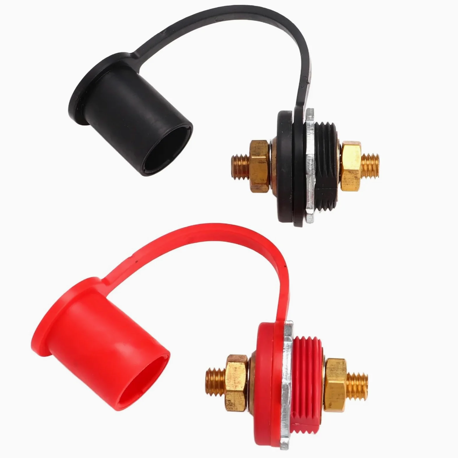 1 par de terminales batería Panel pasante 250A rojo negro poste unión perno 3/8 pulgadas para coche para marina para RV autopartes