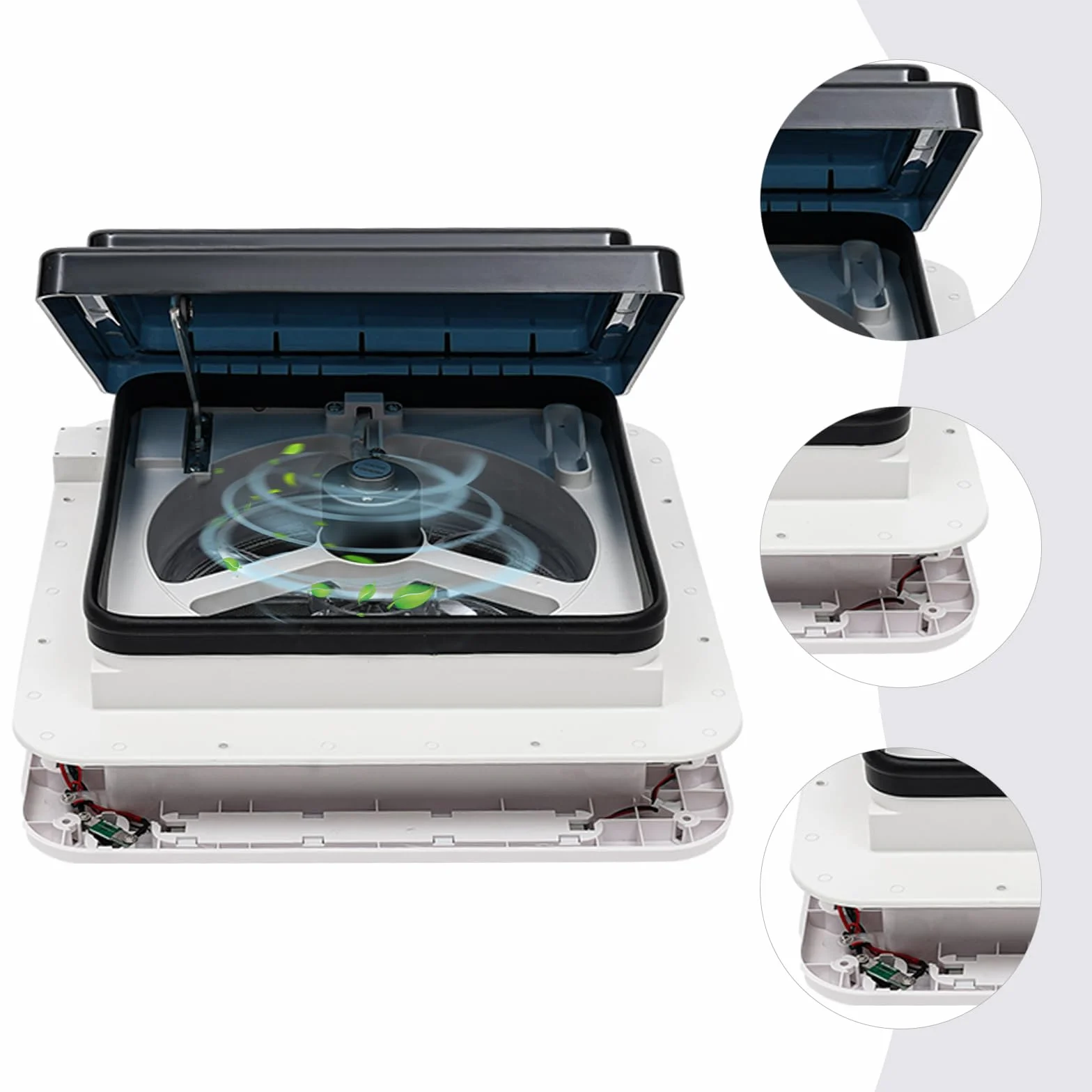 Ventilador de techo para autocaravanas IP68 12V 10 aspas reversibles LED integrado