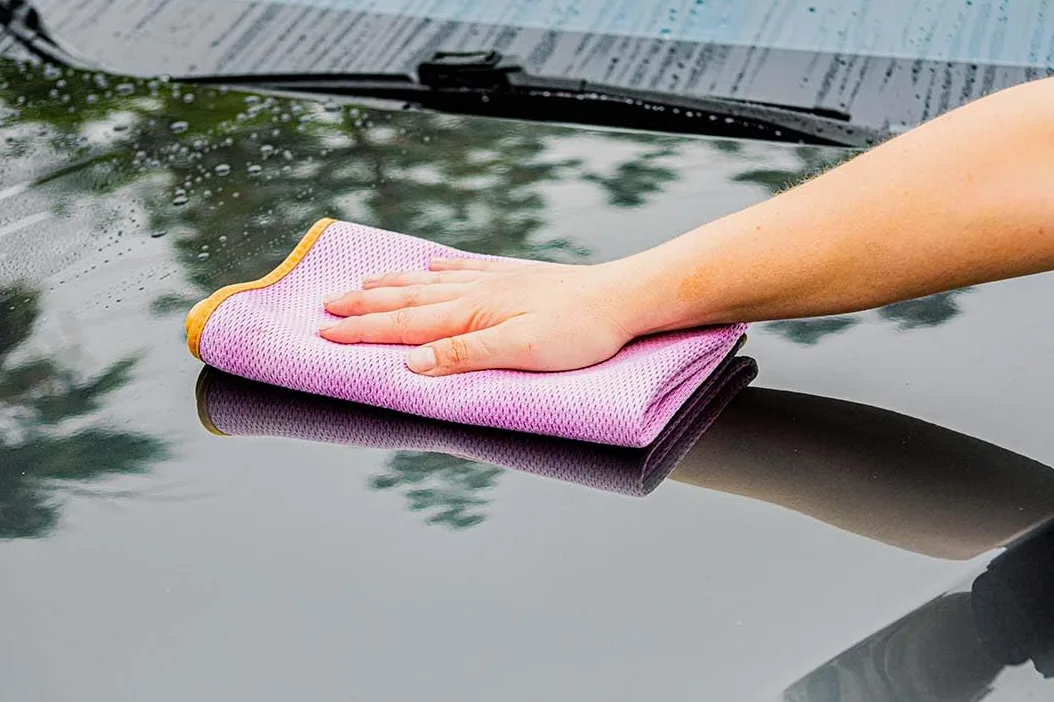 Maxshine 520GSM 3 paños de Microfibra para Limpieza de Detalles de Coche, Color Morado con Borde de Seda Amarilla, 50 x 70 cm