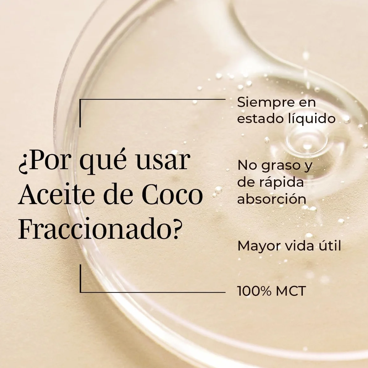 GoNaturals Aceite de Coco Fraccionado 250ml 100% Puro Hidrata Piel Cabello Uñas Desmaquillante Natural