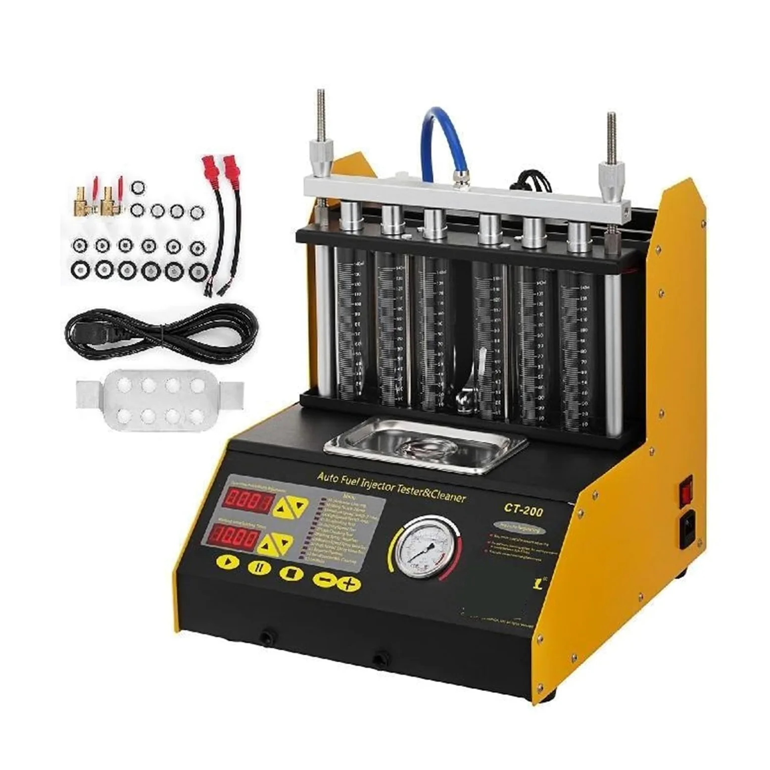 Limpiador de inyectores de combustible CT200, máquina de limpieza, 4/6 cilindros, herramientas limpiadoras de inyectores de ondas ultrasónicas for coche y motocicleta