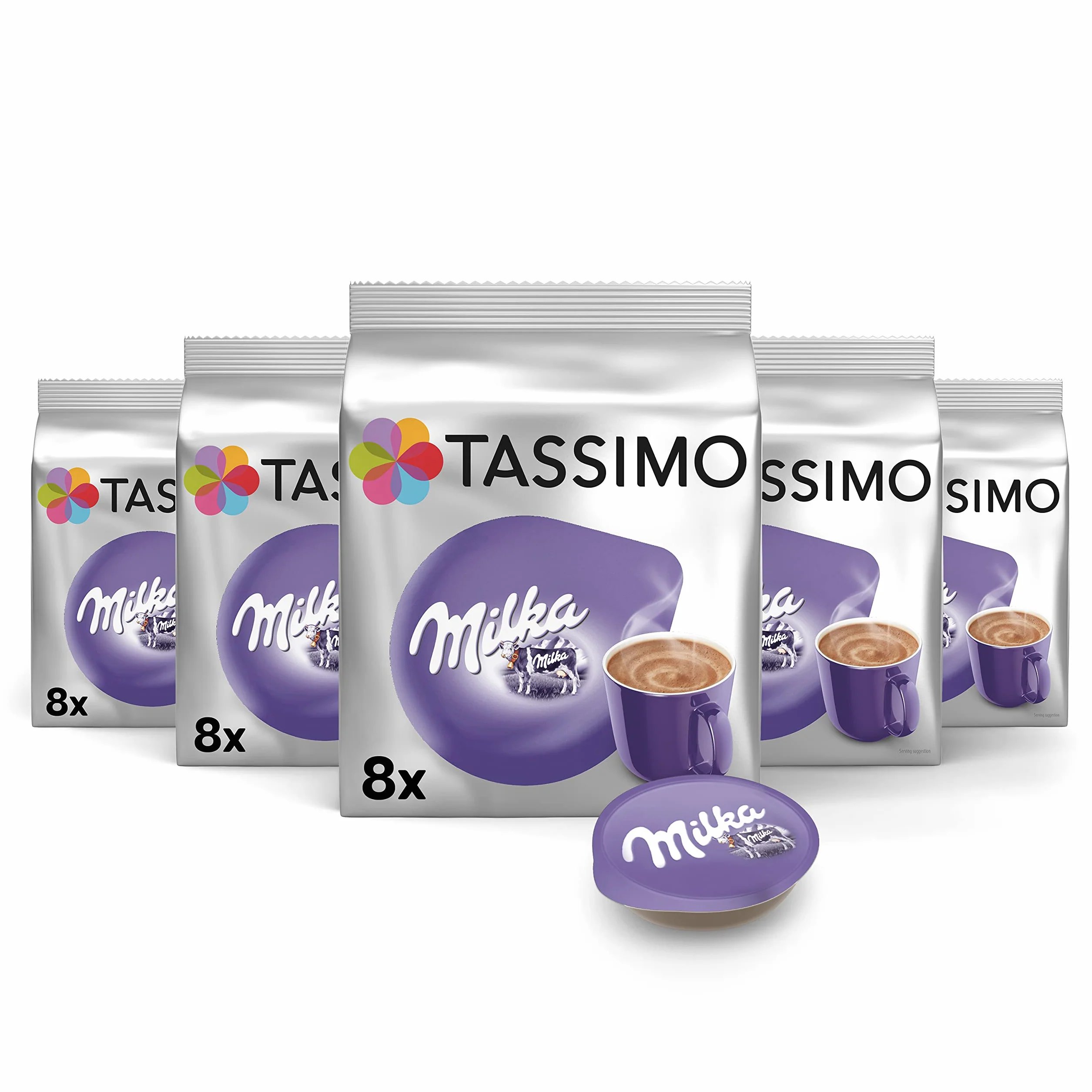 Tassimo Milka Chocolate con Leche Cápsulas 40 Compatibles Cafetera 5 Pack Amazon Exclusive