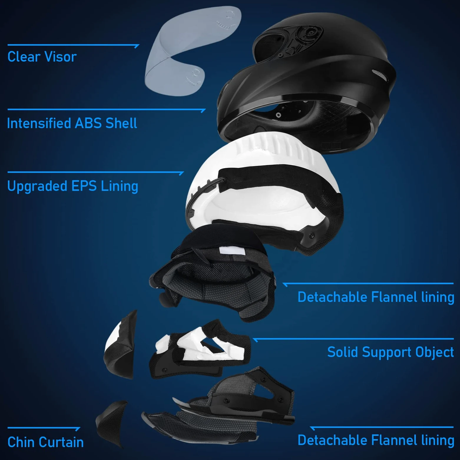 Favoto Casco de Moto Integral – Hombre y Mujer, Certificación ECE, Transpirable y Cómodo, con Visera Transparente Antirrayas y Cierre de Trinquete, para Motocicletas, Negro, L (59-60cm)