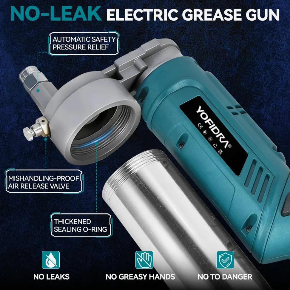 Yofidra 2 en 1 Pistola de engrase inalámbrica - Kit de Pistola de engrase de 150 g/min y 12 000 PSI con 2 baterías de 3,0 Ah, fácil de Usar para Agricultores, operadores de maquinaria y propietarios.