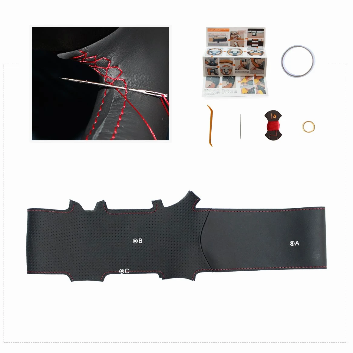 MEWANT Funda de Volante para Coser Volante Mercedes Benz W164 M ML350 ML500 | volante / Mercedes Benz W164 M ML350 ML500 2005-2006 / X164 GL GL450 2006-2009 / W164 M (no apta / caoba) (sin bultos)