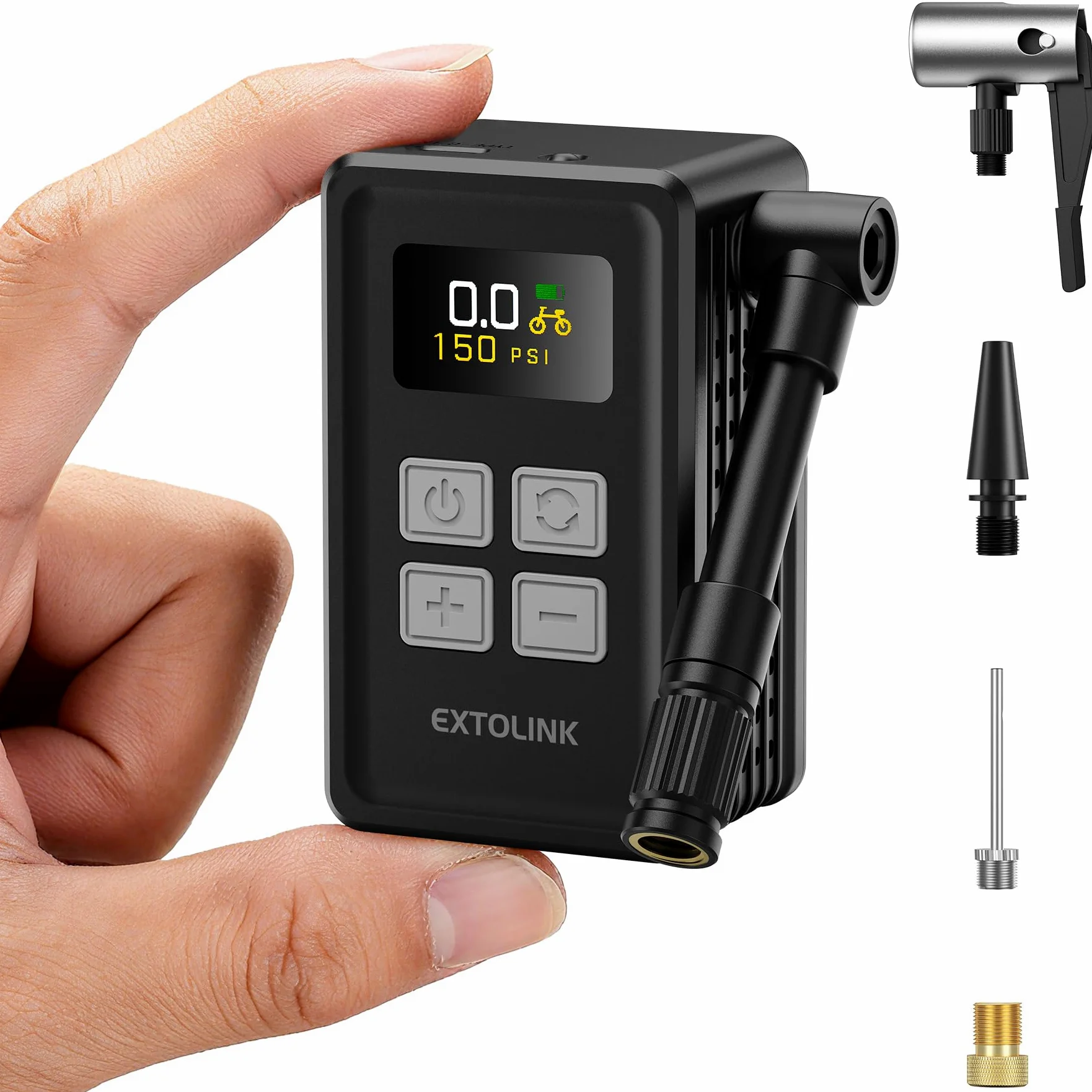Mini Bomba de Aire Bicicleta, Máx 150 PSI Compresor Aire Portatil Bicicleta con Pantalla Digital, Inflado de 20-seg Inflador Bicicletas Eléctrica para Bicicletas de Carretera, montaña