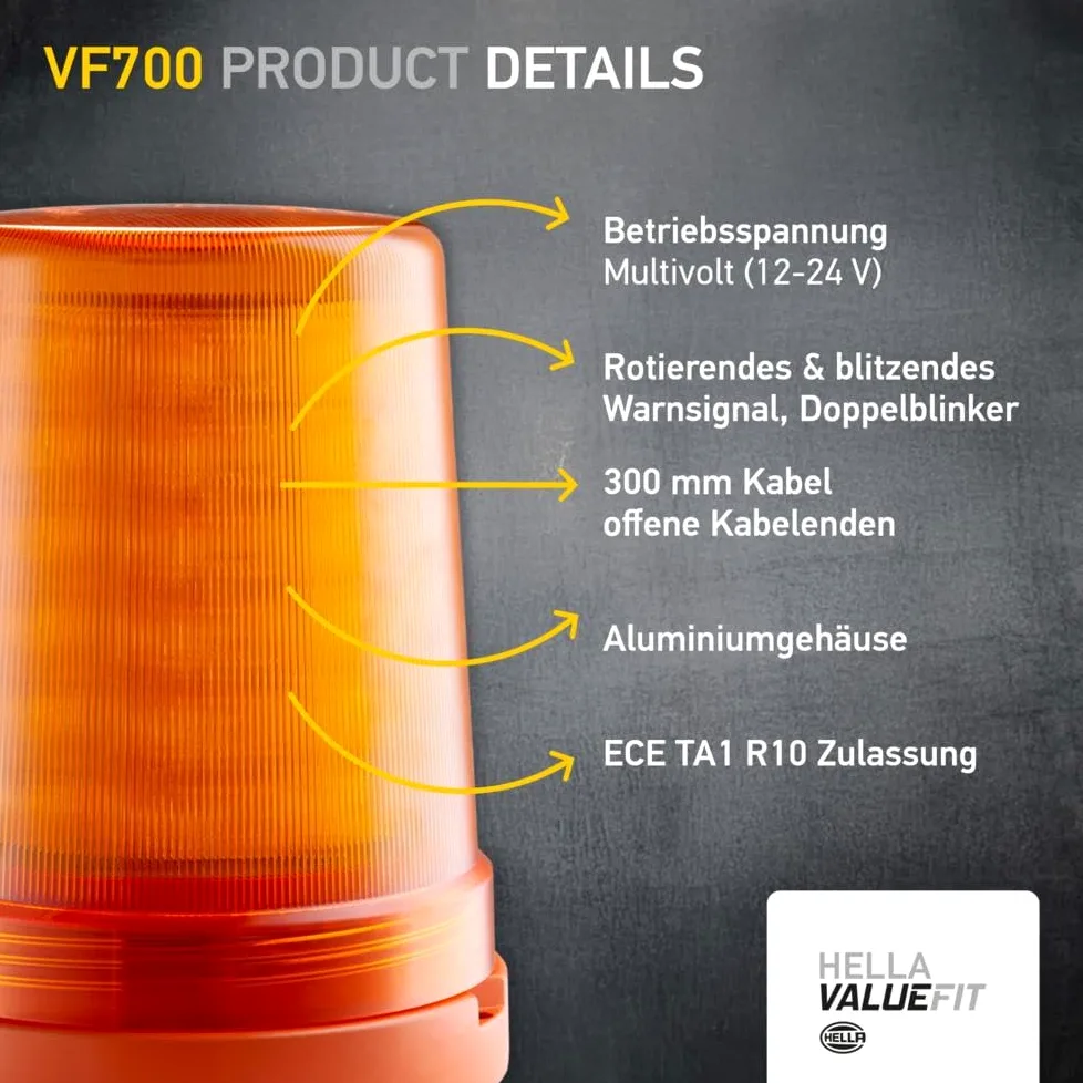 Hella VALUEFIT LED Rotativo - Luz de aviso, de destellos VF700 LED