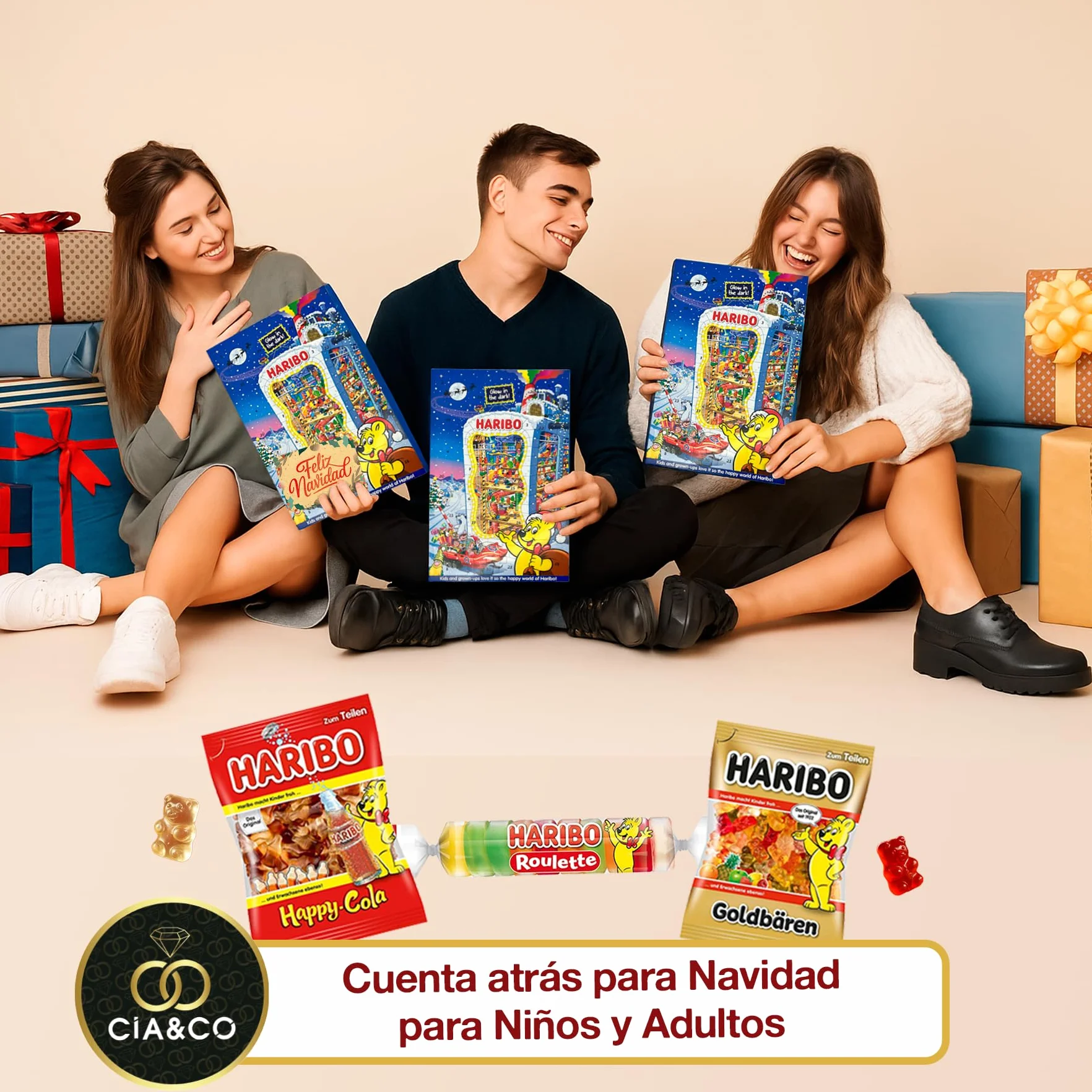 Calendario de Adviento HARIBO 2025 Brilla en la Oscuridad 24 Bolsitas Caramelos de Goma Variados 300 g