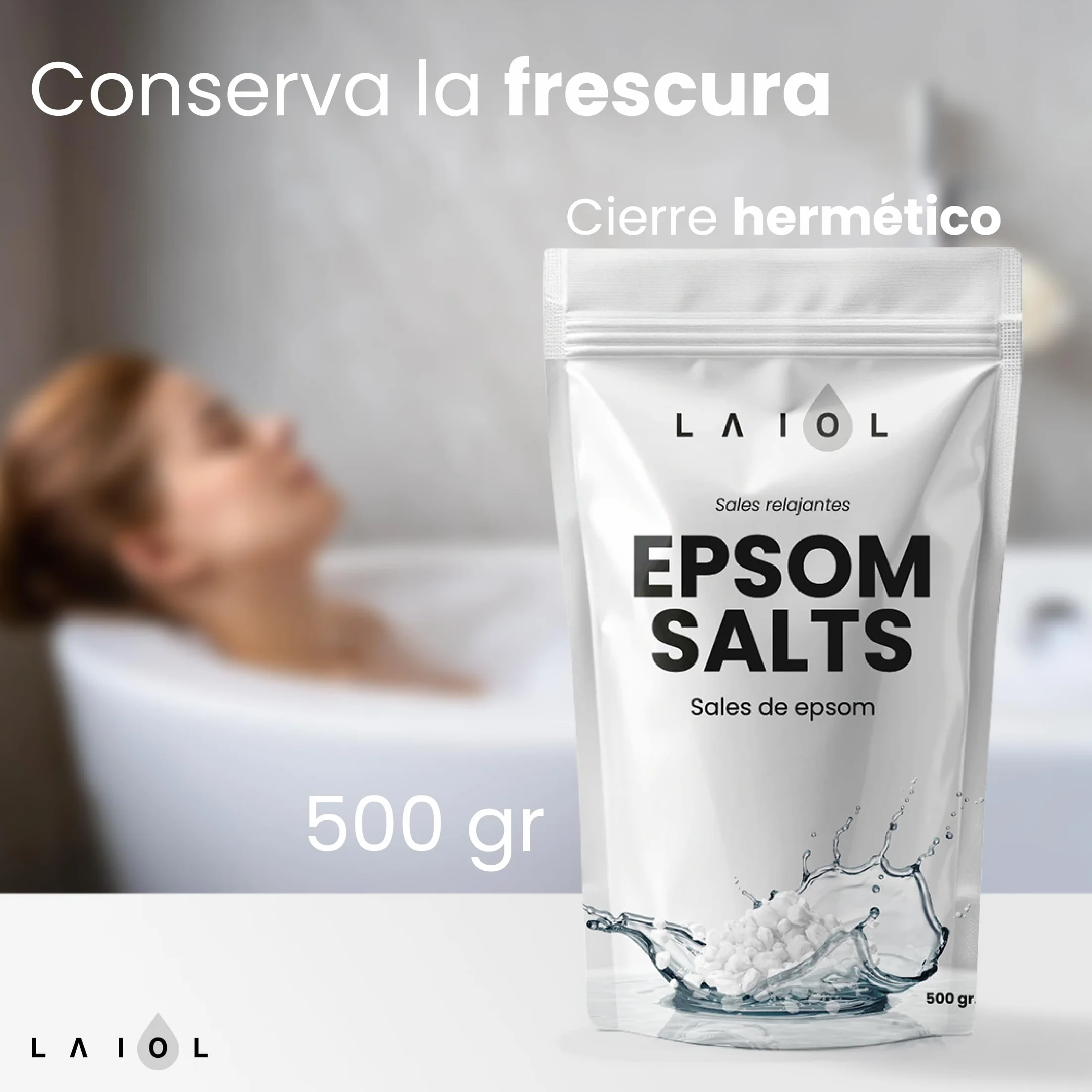 Sales de Epsom 500g Premium para Baño y Pies – Relajación Muscular, Detox con Magnesio y Alivio del Estrés