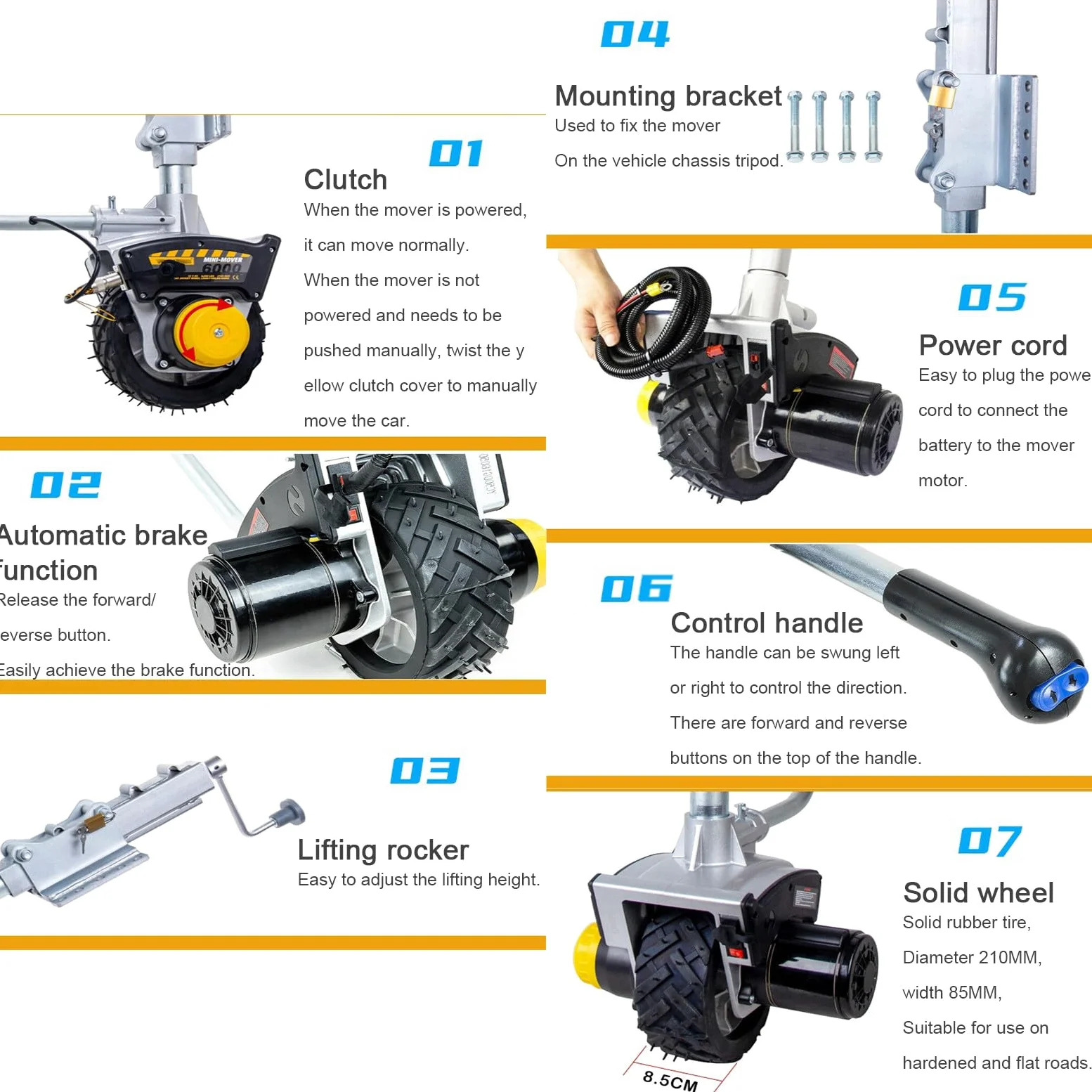 Electric Trailer Mover - Sistema de maniobra automático de ruedas de caravana para remolques, barcos y remolques de caballos