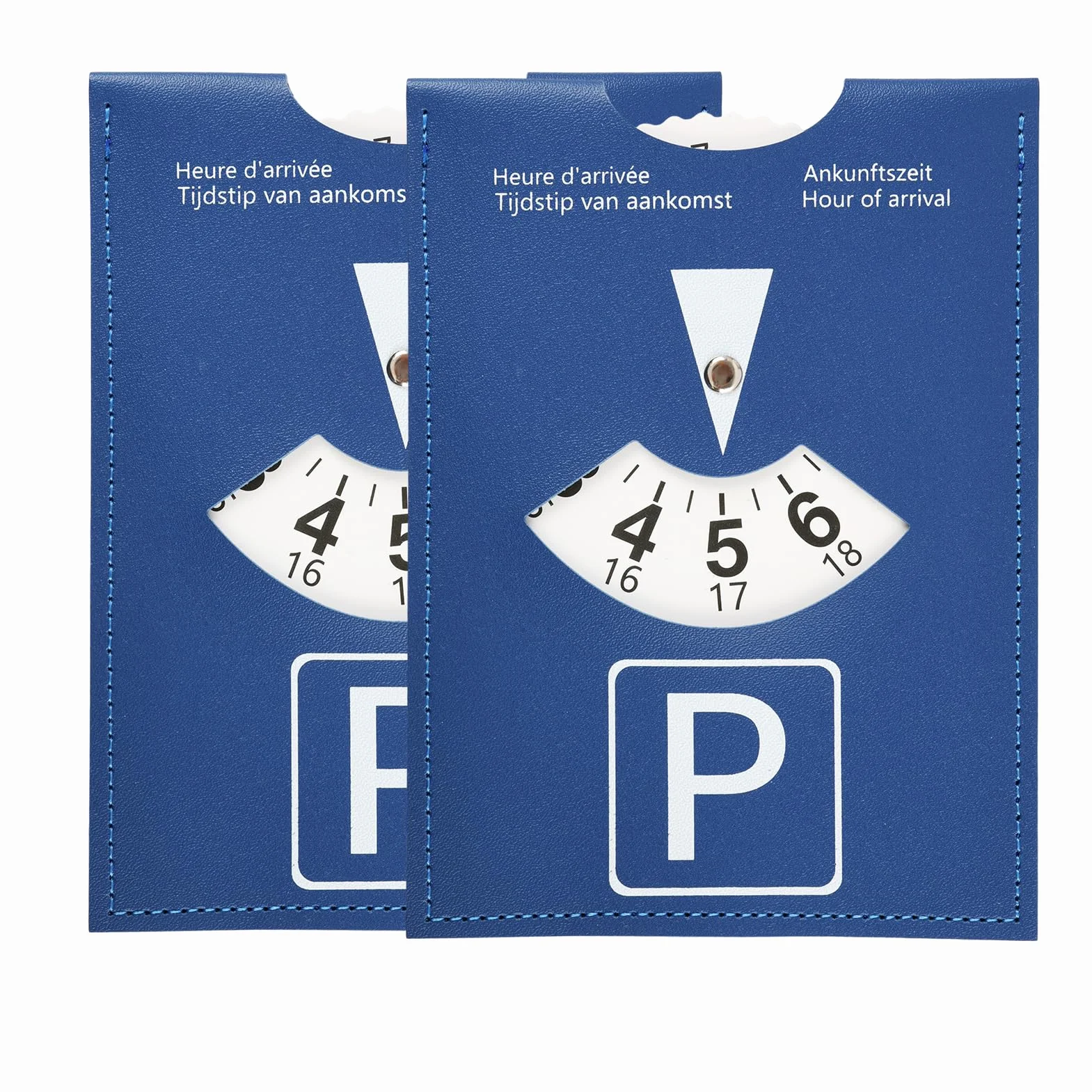 Disco horario Europeo de Lujo en Piel sintética, señalización de Tiempo para estacionamiento de Auto, Moto, Autocaravana, Dimensiones 11 x 15 cm