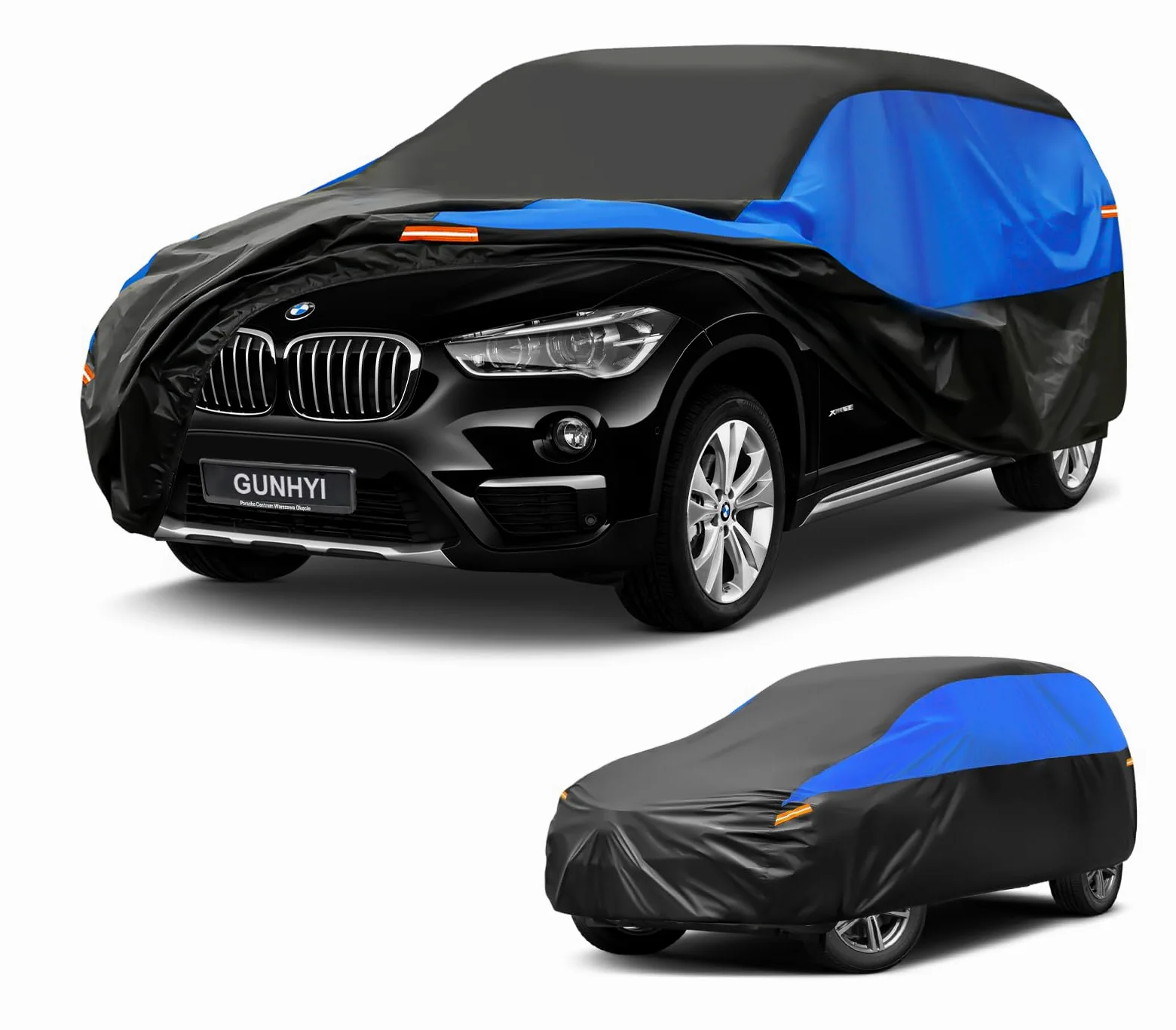 Funda Impermeable y Transpirable Gunhyi para Coche, Lona para BMW X1 E84/F48/F49, Funda para Coche Negra y Azul, Lona Completa para Garaje Que Protege de la Lluvia, el Sol y el Polvo.