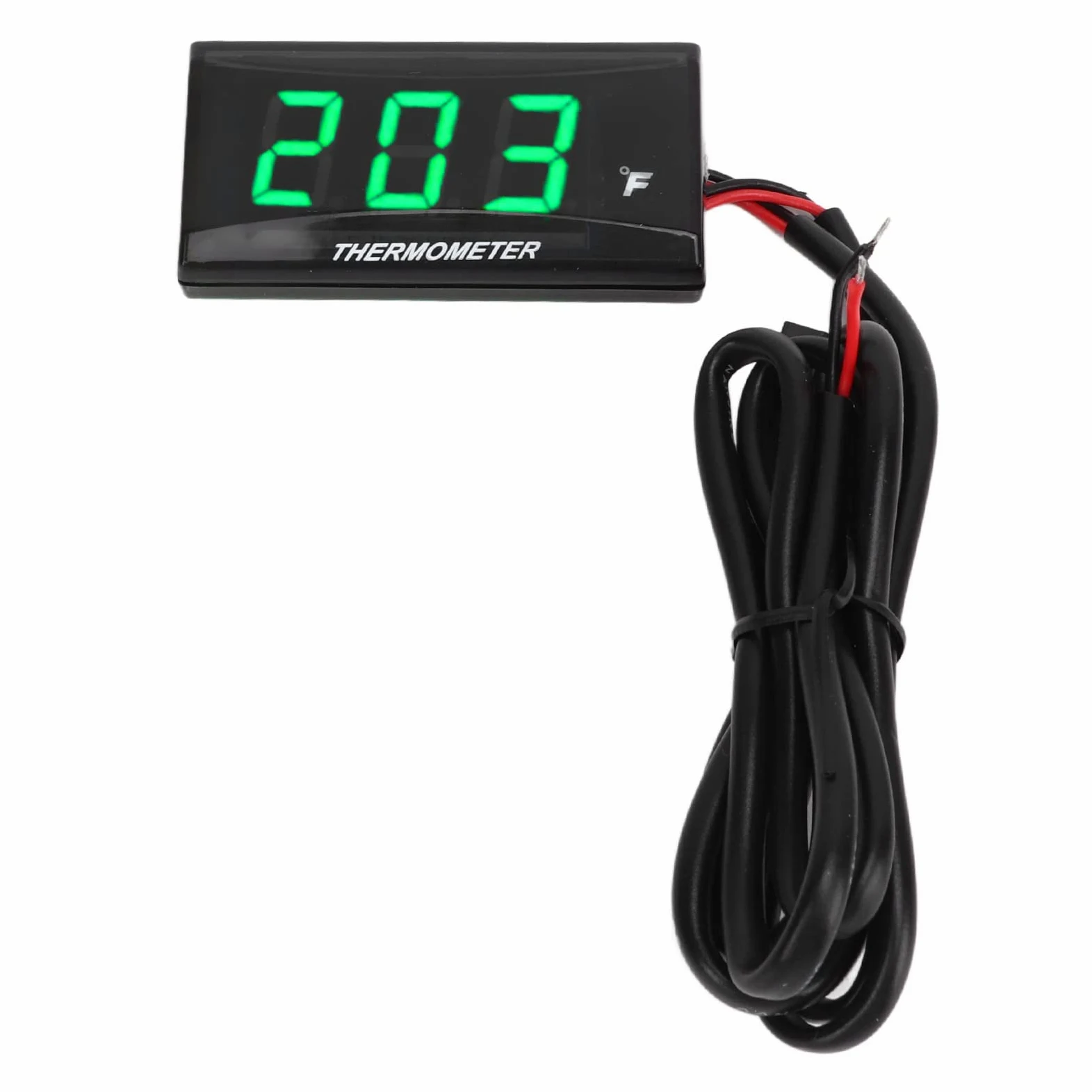Termómetro digital para motocicleta, DC 12 V, medidor de temperatura del agua ultrafino con adaptador de sensor de 18 mm y pantalla LCD, higrómetro digital, medidor de temperatura de humedad (verde)