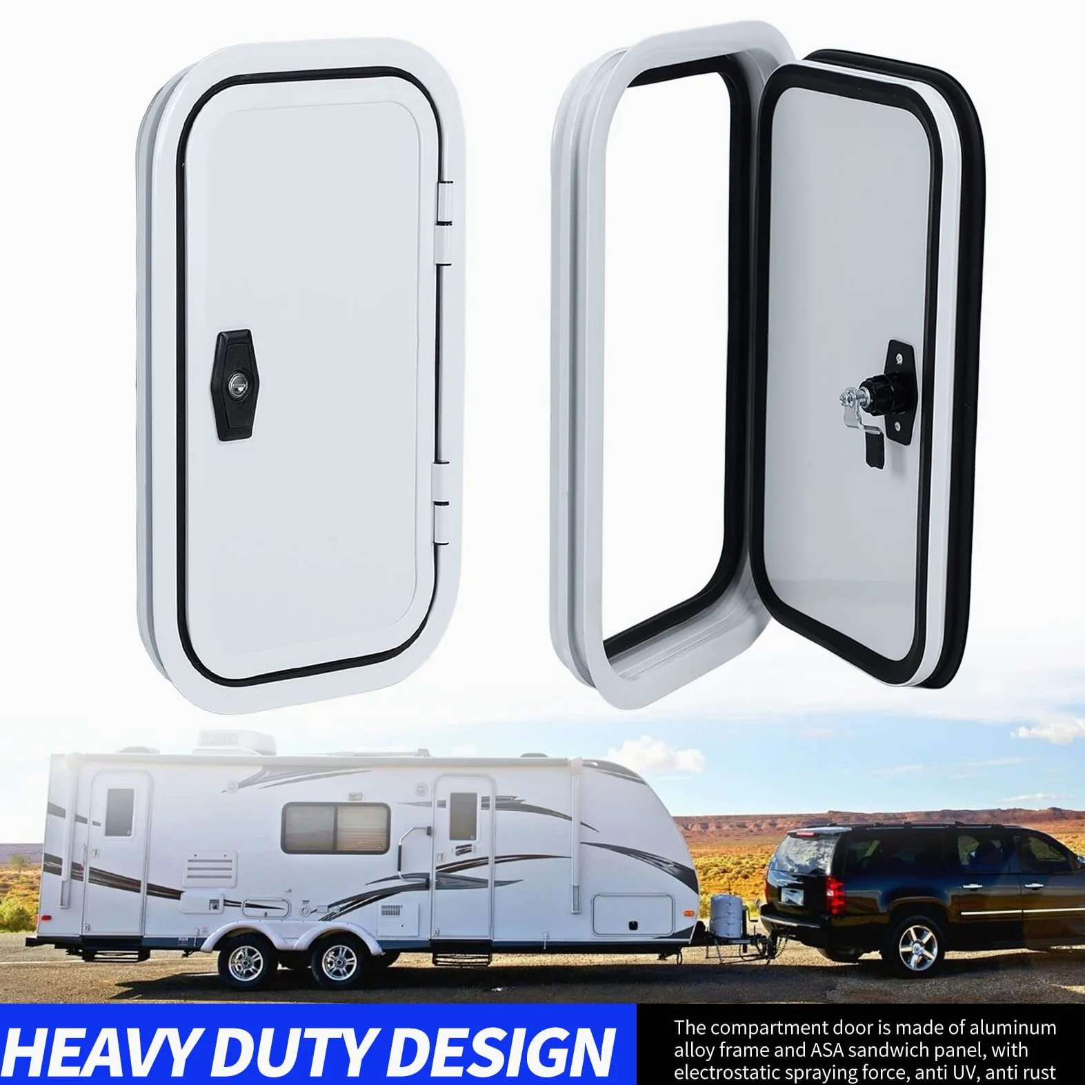 Puerta de Acceso para Vehículos Recreativos, Puerta de Alenamiento de Equipaje de Esquina Redondeada con Sellado H500 W400mm para Autocaravana