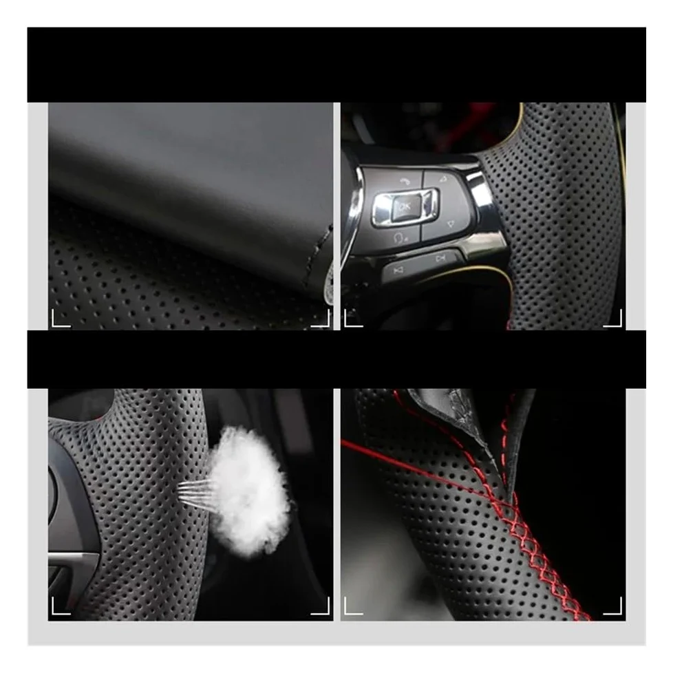 Funda para Volante de Coche de Microfibra PU para Q7 Q3 Q5 A4 B8 2014 2015 A6 C7, Accesorios Interiores.