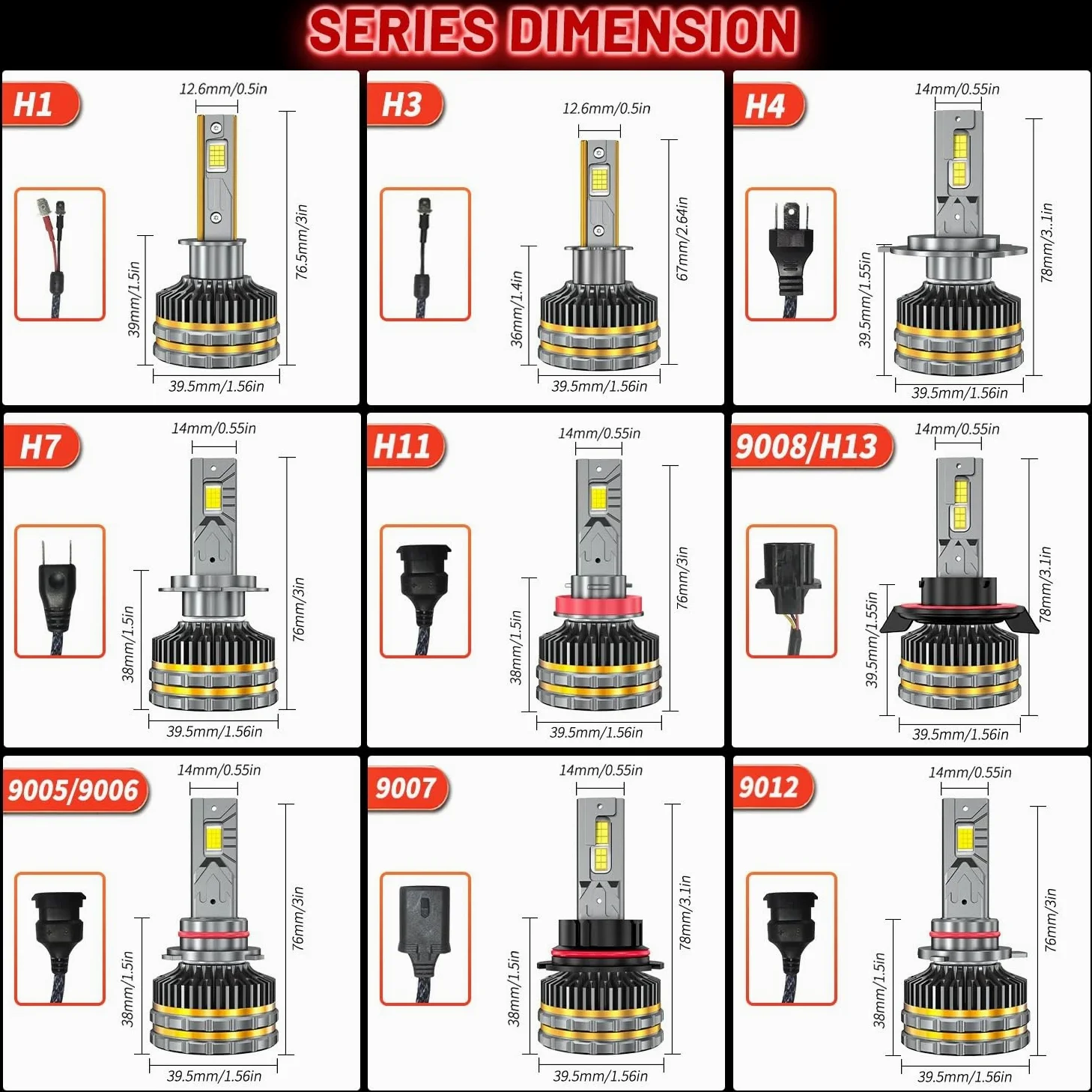 Bombilla para coche H7 H4 H11 LED faro Canbus H1 H3 H8 H9 9005 HB3 9006 HB4 9012 HIR2 Turbo lámpara 9007 9008 luz del coche Bombilla LED(H7)