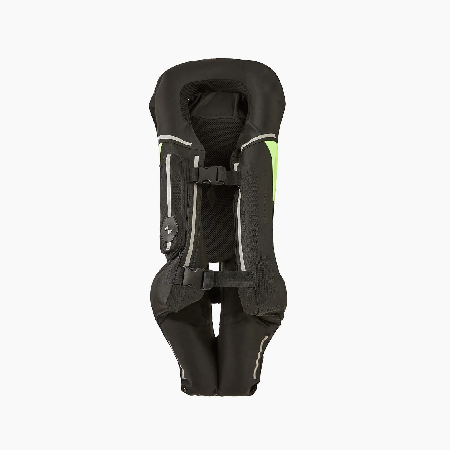Chaleco con airbag para Motocicleta, Chaqueta Protectora Inflable para Carreras, Alta Visibilidad con Cartucho de CO2 (Negro M)