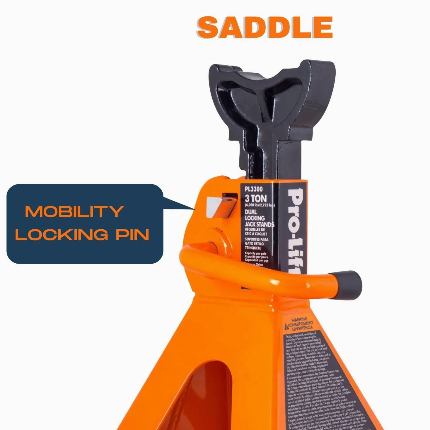 Pro-LifT PL3300 - Soportes de Gato Resistentes para Coche, 3 toneladas en par con pasadores Dobles, Bloqueo de Mango y Pasador de Movilidad para Mayor Seguridad, Ideal para Taller de reparación de