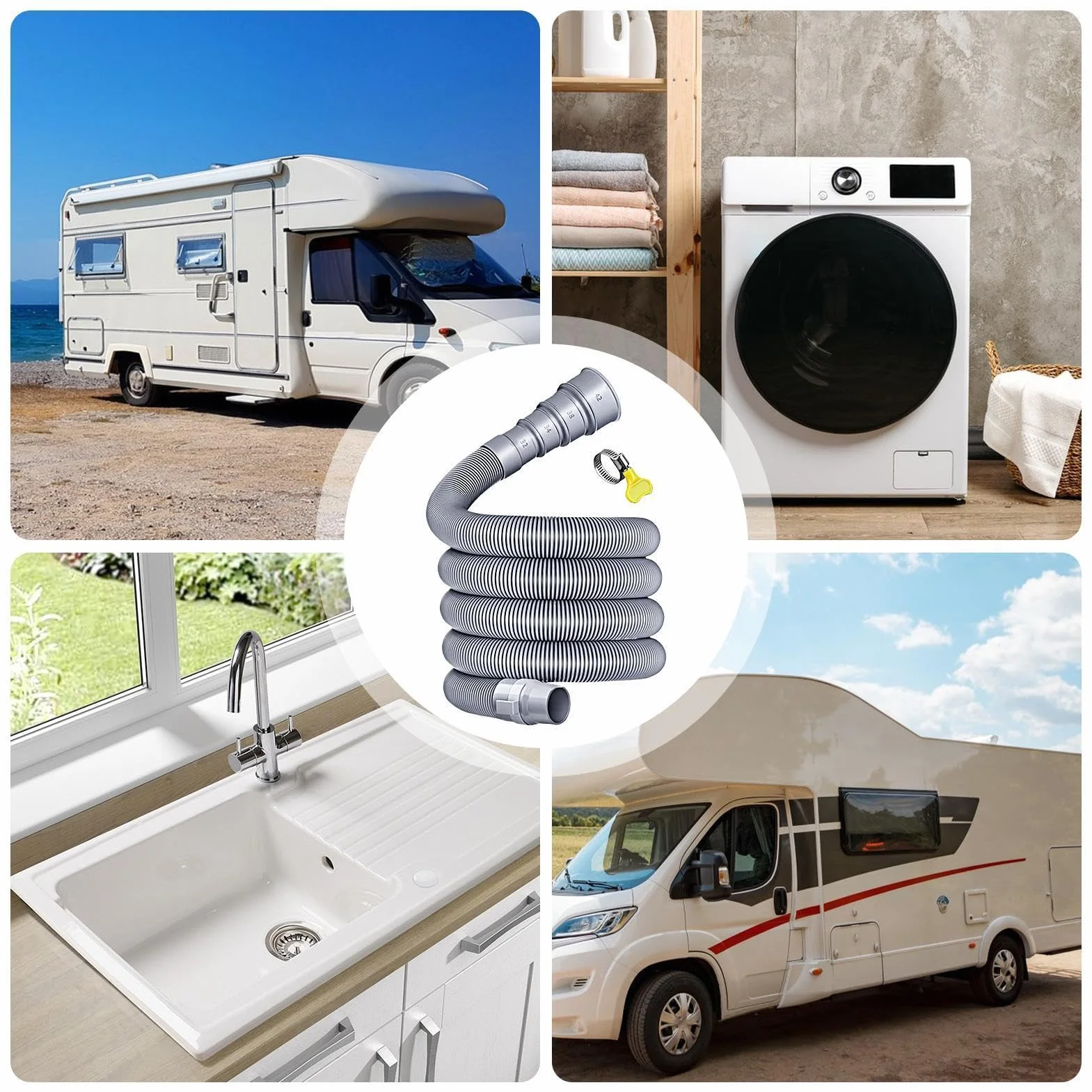 Manguera Para Evacuación De Autocaravana, Tubo De Alcantarillado Paras Caravanas Con Adaptador Ajustable, Tubo Des Drenaje Plegable, Para Viajes Y Aire Libre