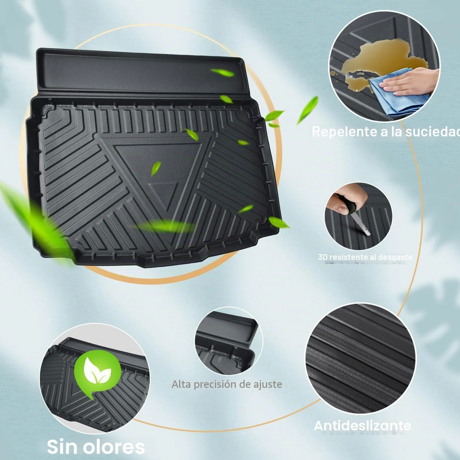 ECOZEN Alfombrilla Maletero 3D para VW Tango ROC 2018-2025 TPE (Inferior) Alfombrilla de Goma para Maletero, Impermeable Antideslizante, Borde Alto, Todo Clima, Alfombrilla Maletero para VW T ROC