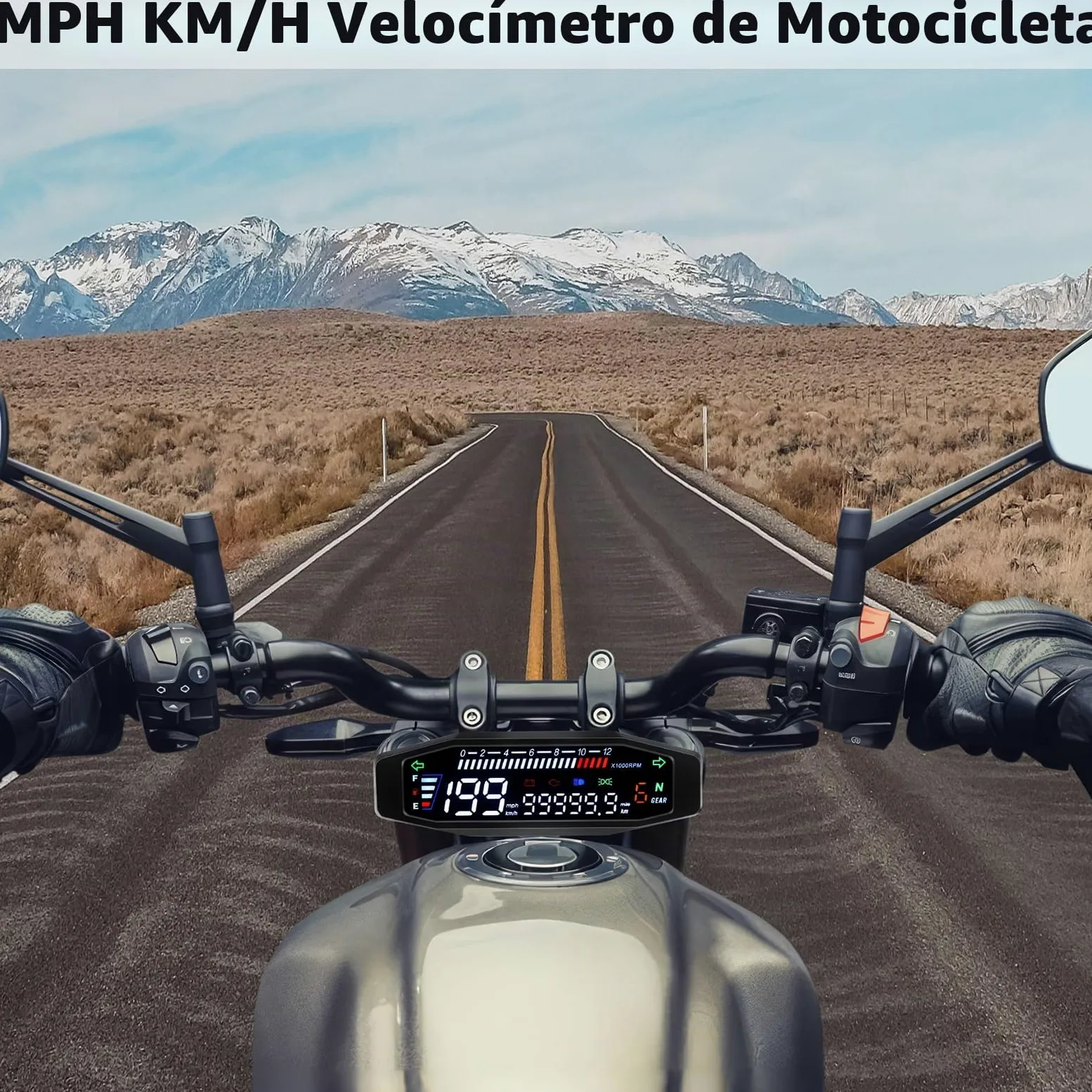 KAOLALI Velocímetro Universal Mejorado para Motocicleta, Tacómetro Digital Impermeable de 12000 RPM para Medidor de Aceite de Motocicleta, Cuentakilómetros Dual, Velocímetro