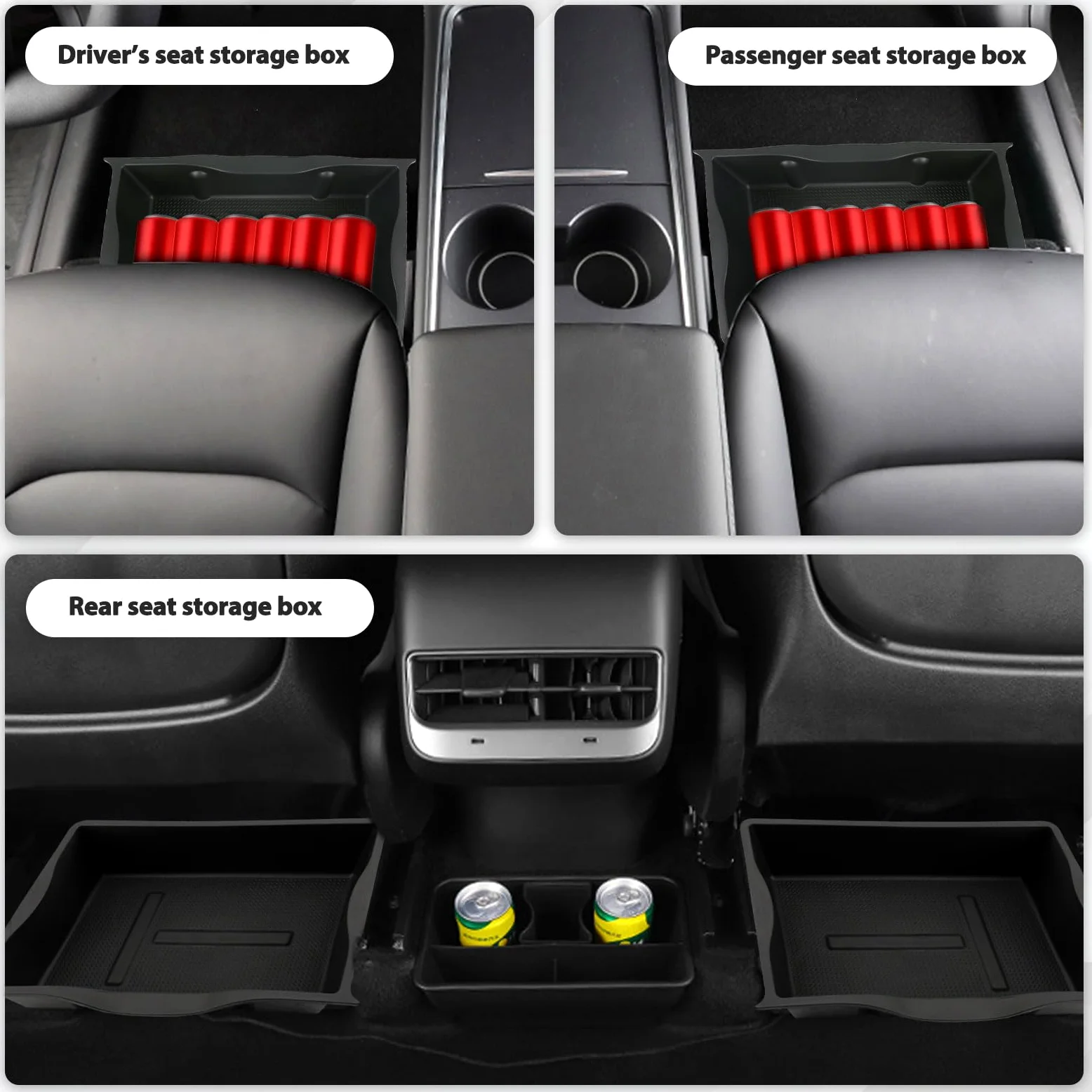 Tesla Model Y 2021-2023 Silicona Caja Almacenamiento Debajo Asiento Delantero con Tapa
