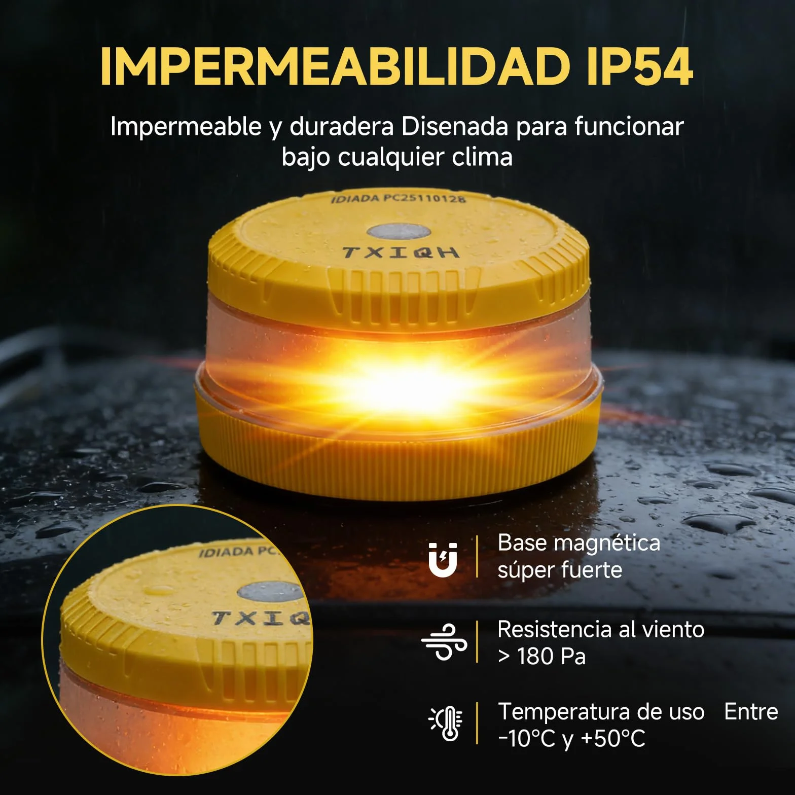 Baliza V16 Homologada DGT con Geolocalización y Conexión DGT 3.0, MOD100 PLUS LED 360°, IP54