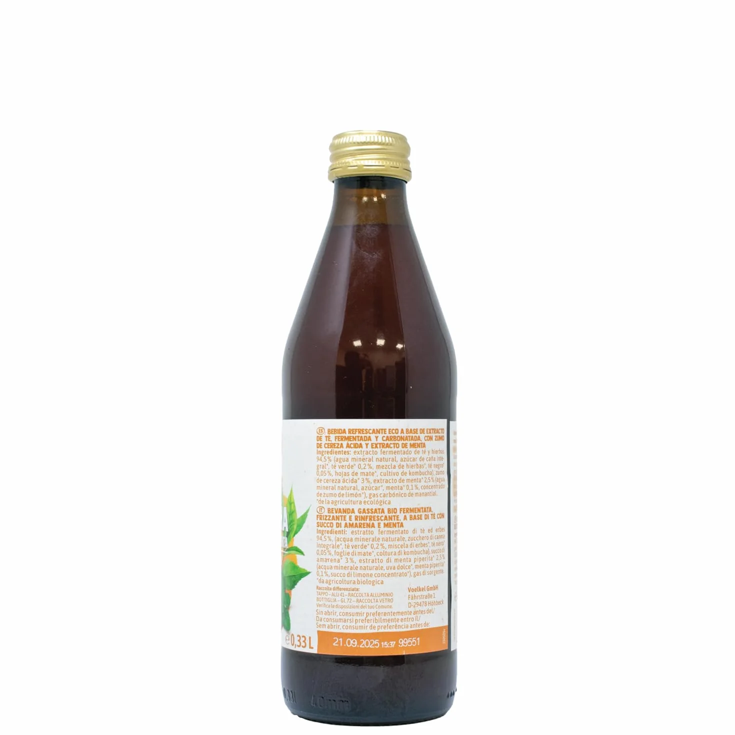 Voelkel Kombucha Cereza Y Menta Bio 330ml 6-pack