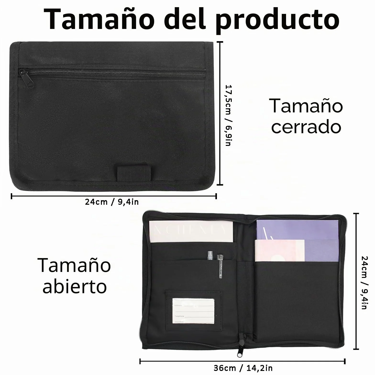 Carpeta de Guantera para Coches, 24 x 17,5 cm Organizador de Guantera, Organizador de Guantera Portátil para Coche, Cartera Organizadora de Guantera, Multiusos Bolsa Con Cremallera de Coche