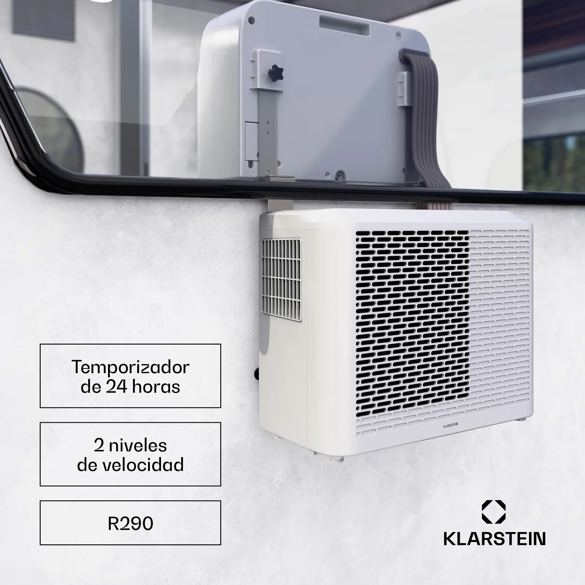 Klarstein Chillavan Aire Acondicionado Portátil 5000 BTU 20 m² Control por App LED 3 en 1 Enfría Deshumidifica Ventila Eficiente A Silencioso