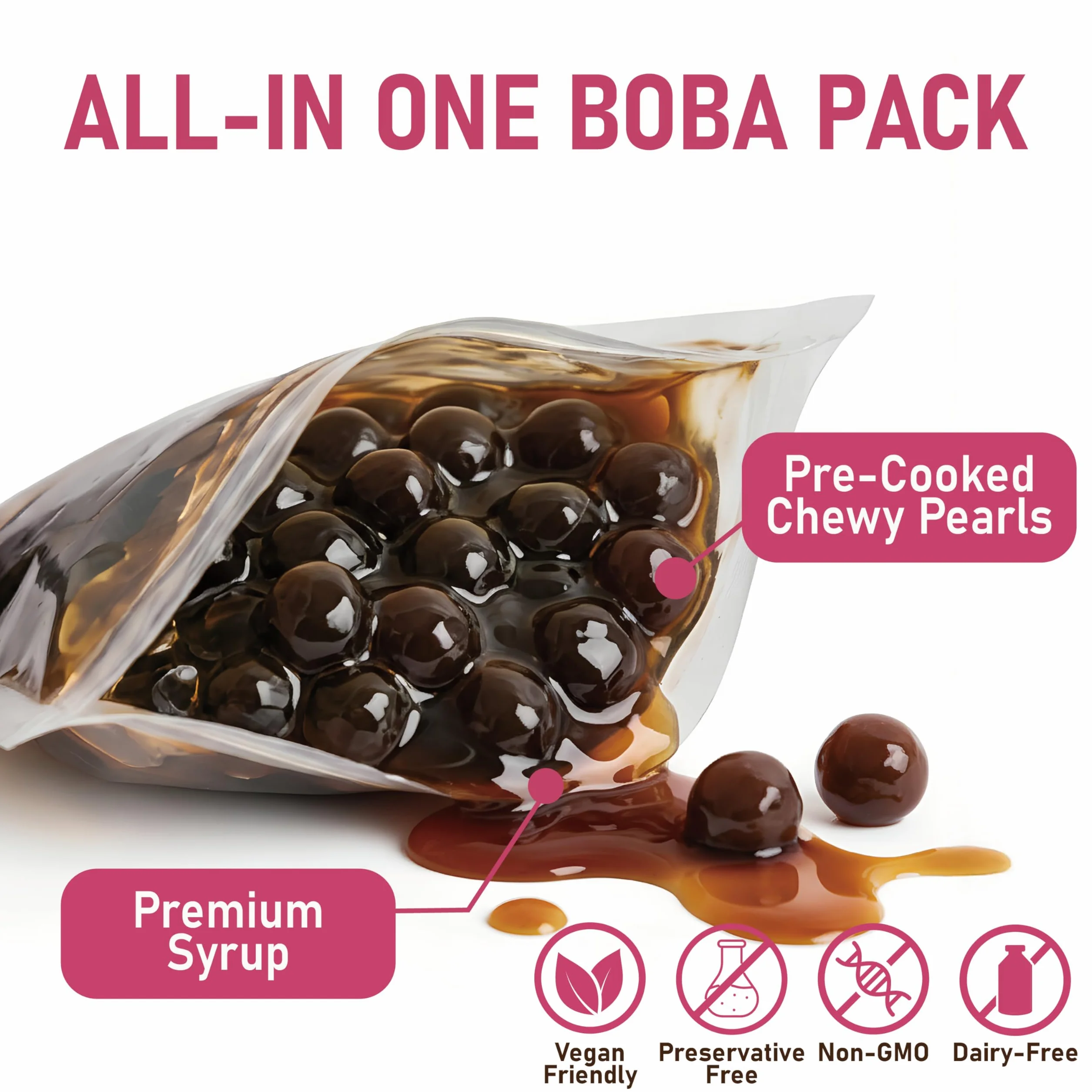 O's Bubble BOBA Party Kit 3.0 - Kit de té Boba todo en uno con Boba masticable - Sabores mixtos - Incluye tazas, popotes, agitador - 6