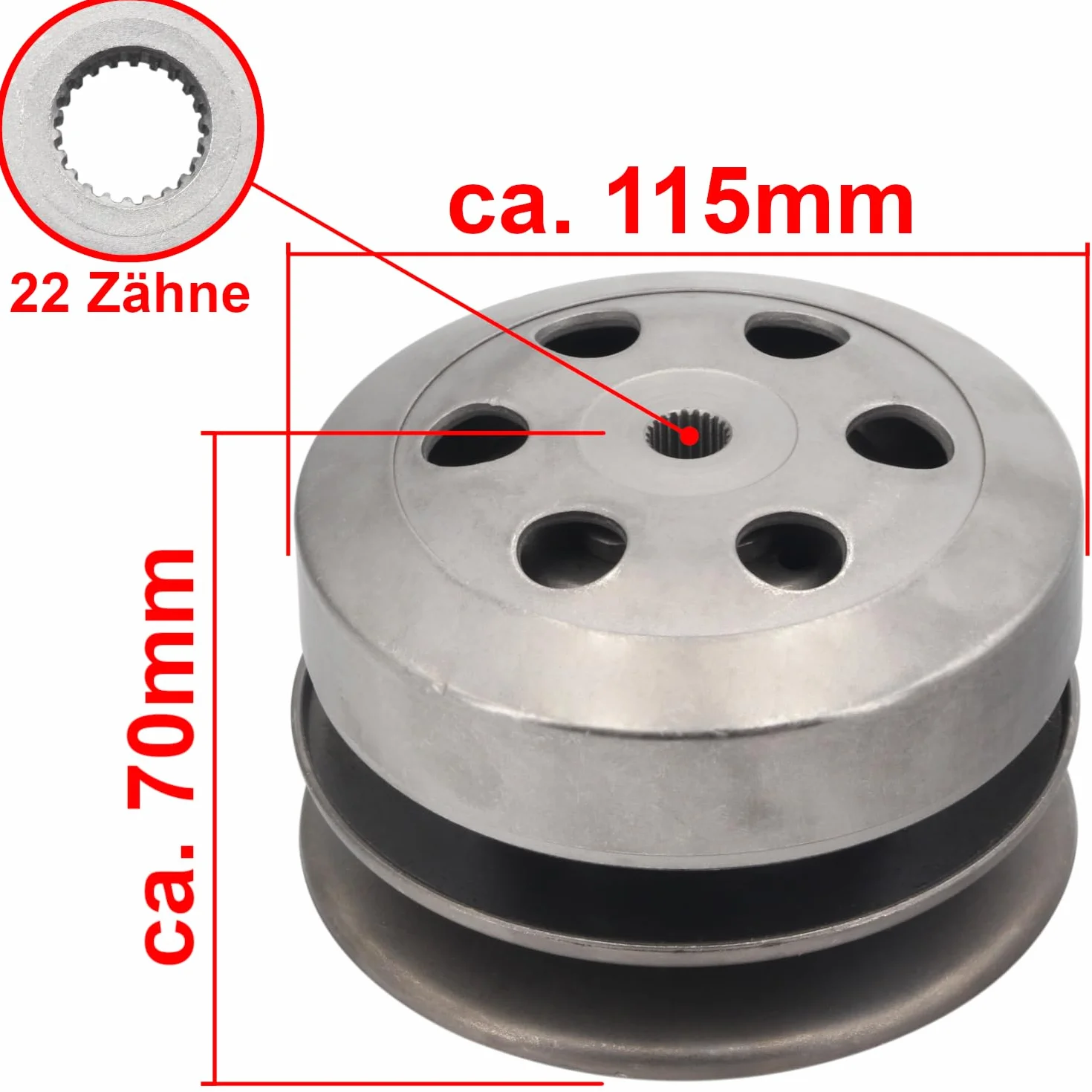 Area1 Convertidor de recambio+embrague+campana 107mm 50cc China 4T Motor compatible con Lingtian Vanguard Tauris TNTMotor Rivero Neco Luxxon JMSTAR JINLUN EUROCKA