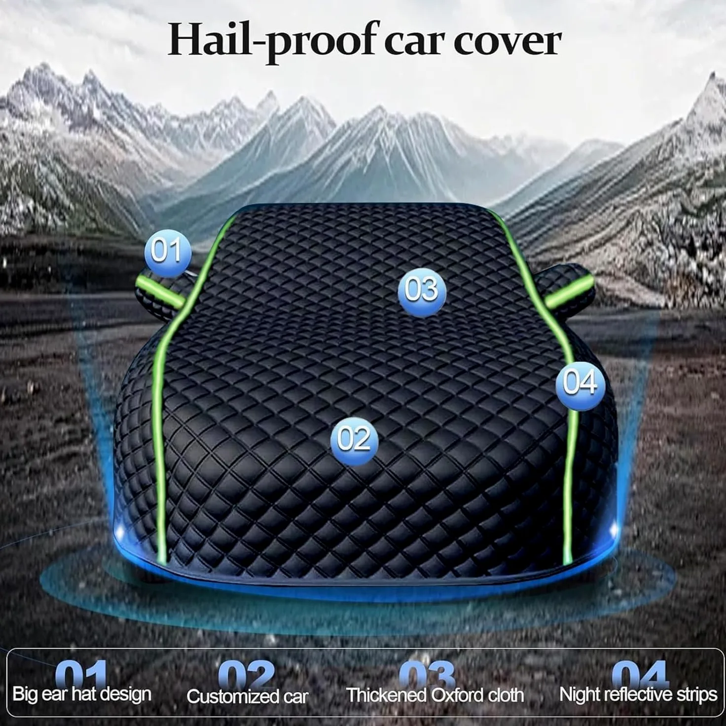 Funda Coche Antigranizo para Jeep Compass | Bloqueo UV Transpirable Funda Coche Anti-Granizo Oxford con Cuerdas Antiviento, Antiarayazos Anti-Polvo Nieve Impermeable