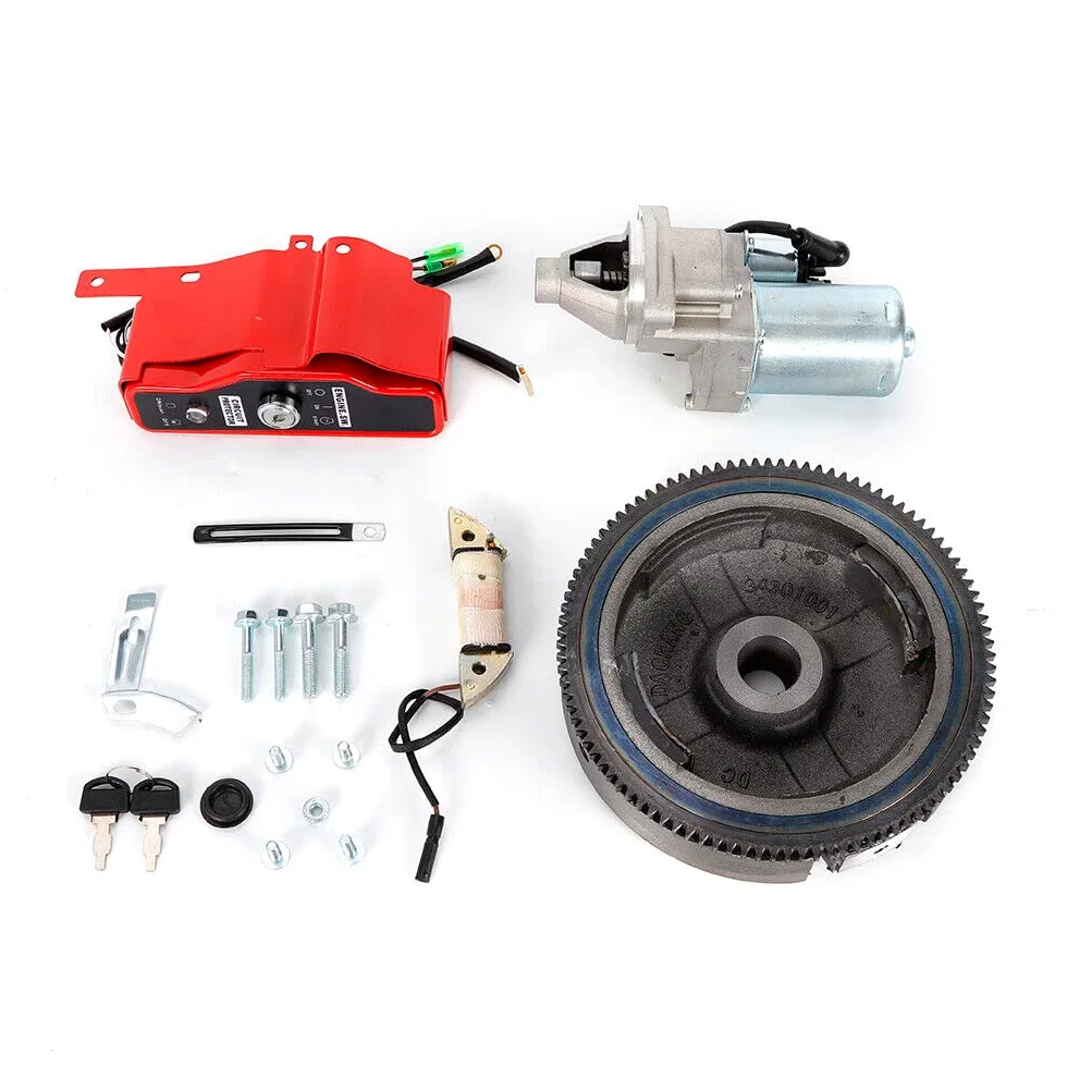 Arrancador de volante de arranque, kit de arranque motor de arranque con solenoide kit de arranque eléctrico para motor GX160 5,5 CV GX200