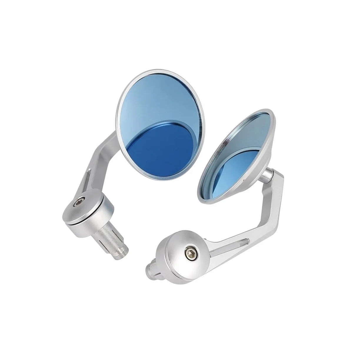 Retrovisor manillar scooter Espejos retrovisores CNC plateados de 7/8" y 22 mm para manillar motocicleta, para izquierda derecha